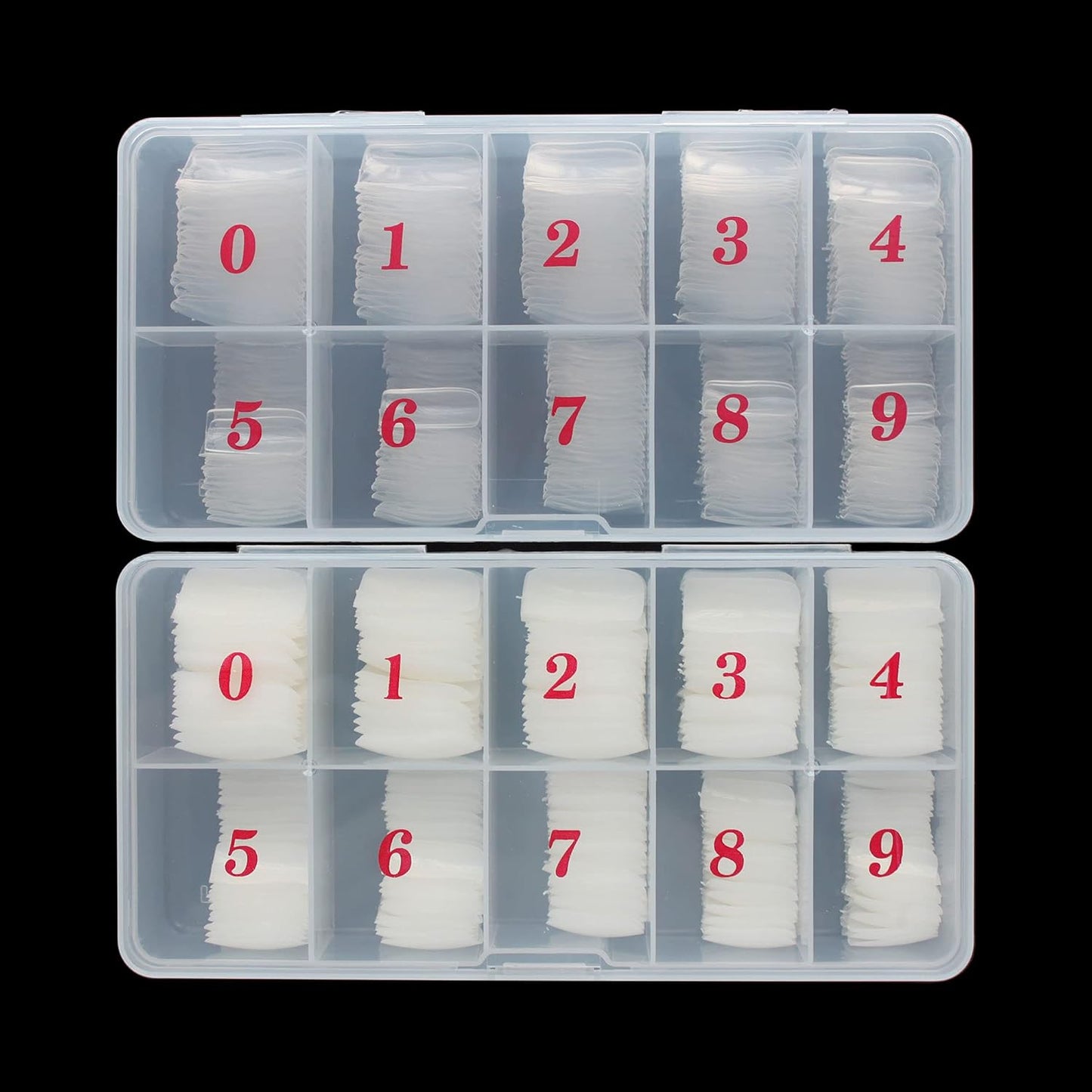 Full Cover Acrylic False Nail Tips, 1000PCS Fake Nail Shape Artificial False Nails Tips 10 Sizes with Case for Nail Art Salons (Clear+Natural)