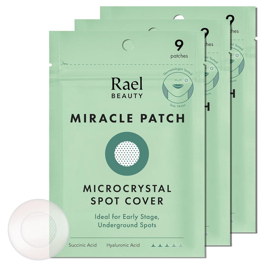 Rael Pimple Patches, Miracle Microcrystal Spot Cover - Hydrocolloid Acne Patch with Tea Tree Oil, Early Stage Zits and Blemish, Korean Skin Care, Vegan, Cruelty Free (27 Count)