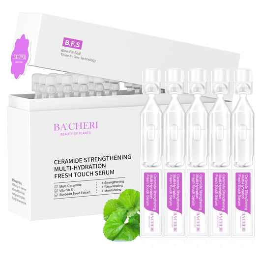 Ceramide Serum for Dry Sensitive Skin - Triple Ceramide Complex with Hyaluronic Acid, Strengthening Moisturizer Hydrating, Gentle Non-Greasy Formula,1.8ml x 30Ampoules