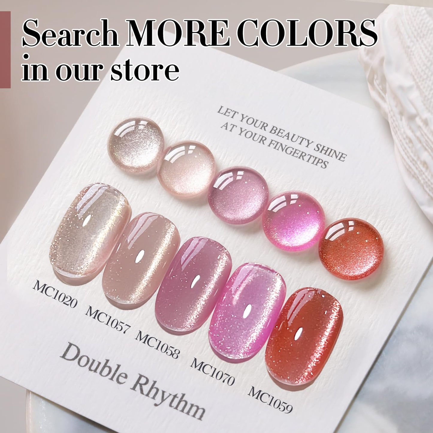 Double Rhythm Cat Eye Gel Polish with Magnet 15ML Holographic Glitter Shimmer Translucent Jelly Color 0.5 OZ Magnetic Gel Polish Salon DIY at Home (Nude-MC1020)