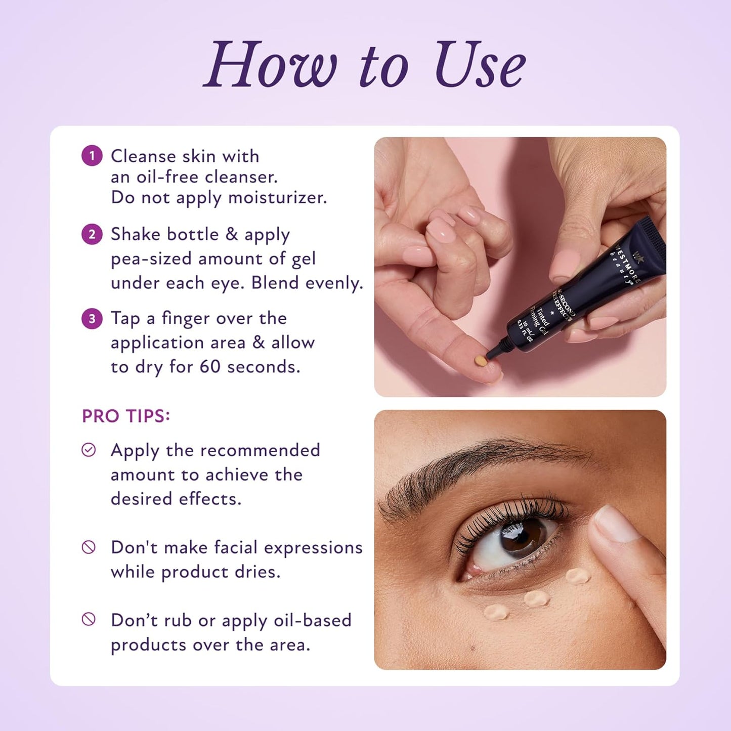 Westmore Beauty 60 Second Effects Tinted Firming Gel - Under Eye Cream For Puffiness And Bags Under Eyes - 20 mL Medium to Deep - 0.68 Fl Oz