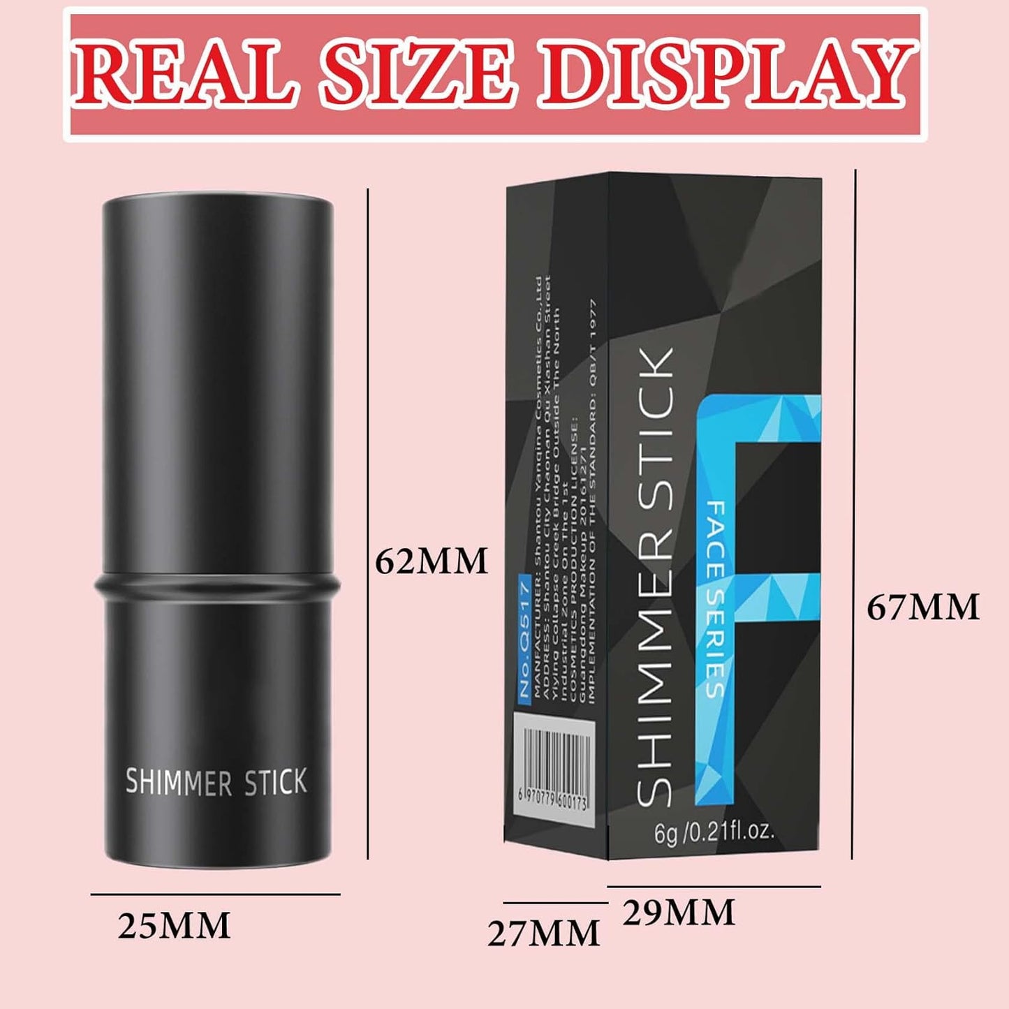 Cream Contour Blush Stick,Long Lasting Waterproof Blush Stick for Cheeks&Lips Multipurpose Face Highlighting Concealing Cream,Shimmer Contour Stick Makeup for Women（Pink）