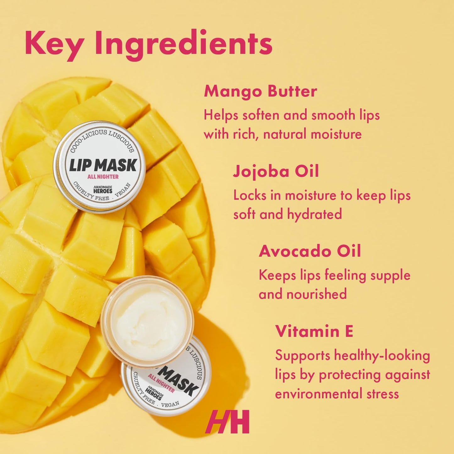 Handmade Heroes 100% Natural Coconut Lip Exfoliator & Lip Mask Gift Set - Gentle Exfoliant Sugar Lip Polish & Moisturizer for Chapped & Dry Lips