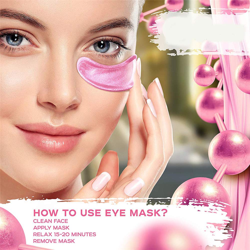 Adofect 30 Pairs Pink Eye Mask Collagen Eye Gel Pads Under Eye Patches Mask for Puffiness and Dark Circle Under Eye Patches for Women and Men