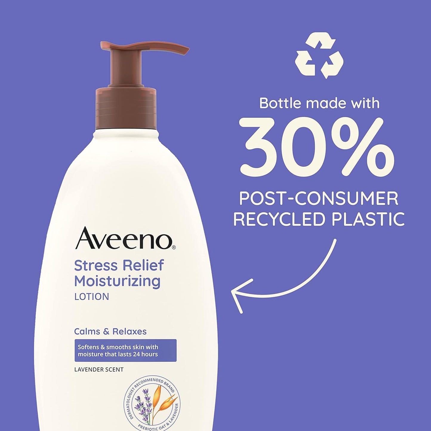Aveeno Stress Relief Moisturizing Body Lotion with Lavender Scent, Natural Oatmeal to Calm & Relax, Non-Greasy Daily Stress Relief Lotion, 18 fl. oz (Pack of 3)