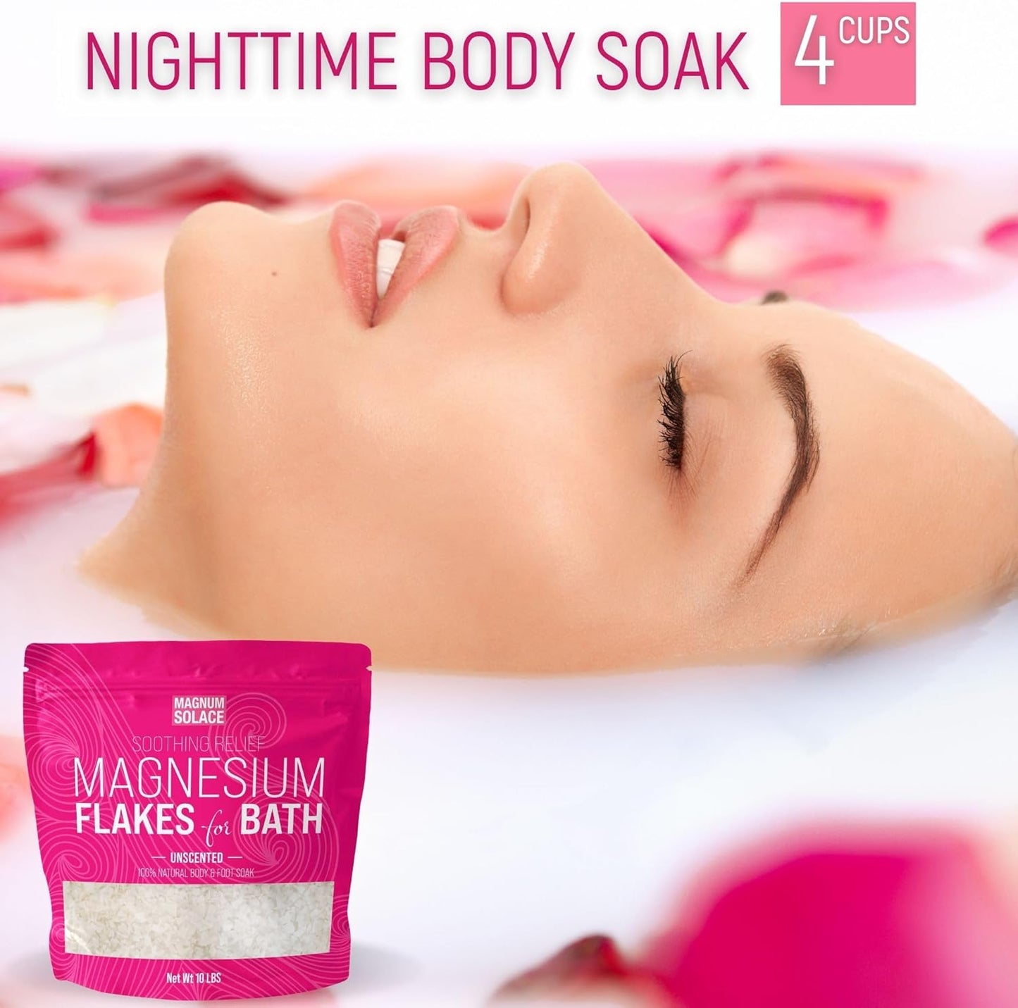 Magnesium Flakes for Bath - Magnesium Chloride Flakes Organic Pure - Unscented, 10 LBS