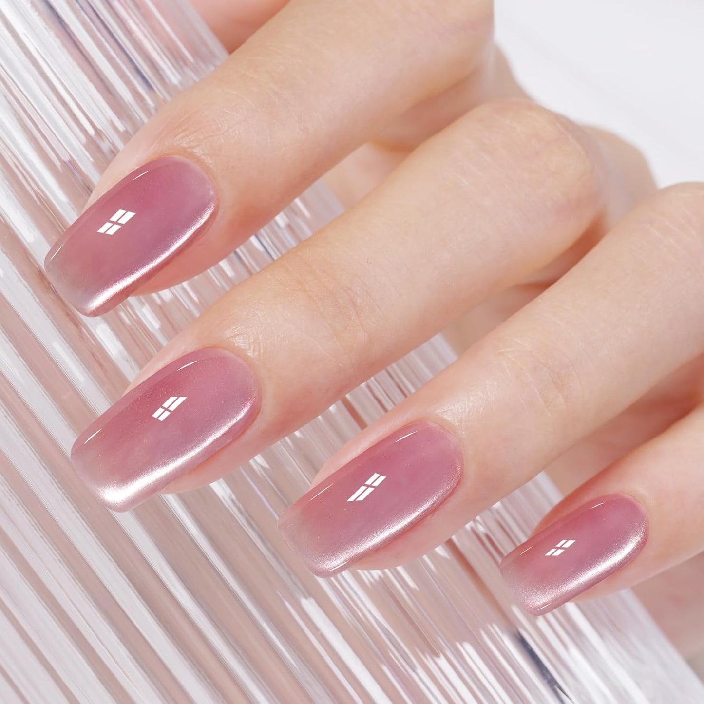 AILLSA Glass Cat Eye Gel Nail Polish, 15ml Pink Glitter Jelly Sheer Gel Polish, Translucent Magnetic Shimmer Sparkle Nail Art U V Salon 0.5 OZ GF36