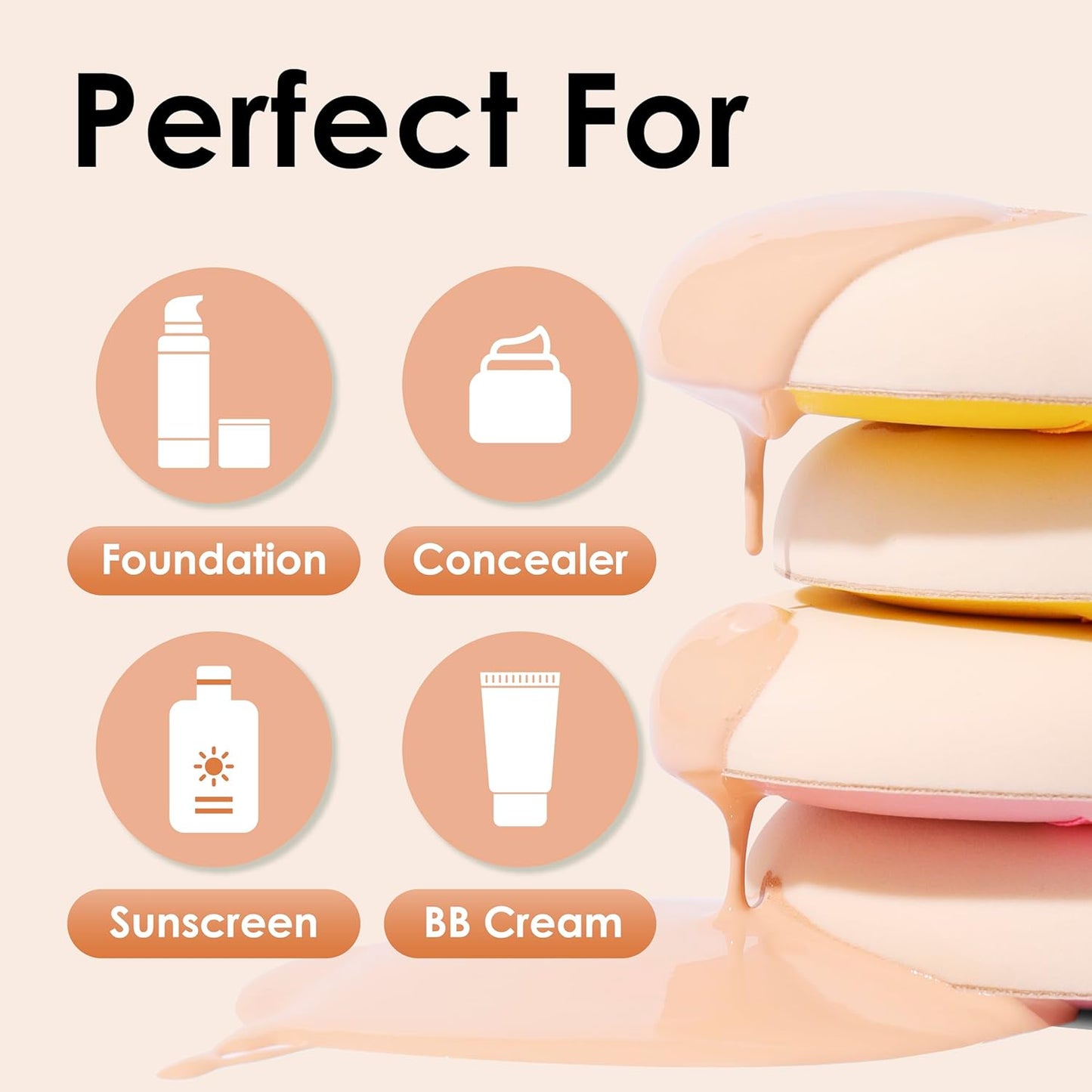 5Pcs Brown Makeup Sponge For Foundation Concealer And Powder, Latex Free Blender Sponge For Natural And Easy Makeup Soft Long-lasting And Beginner-friendly, Medium