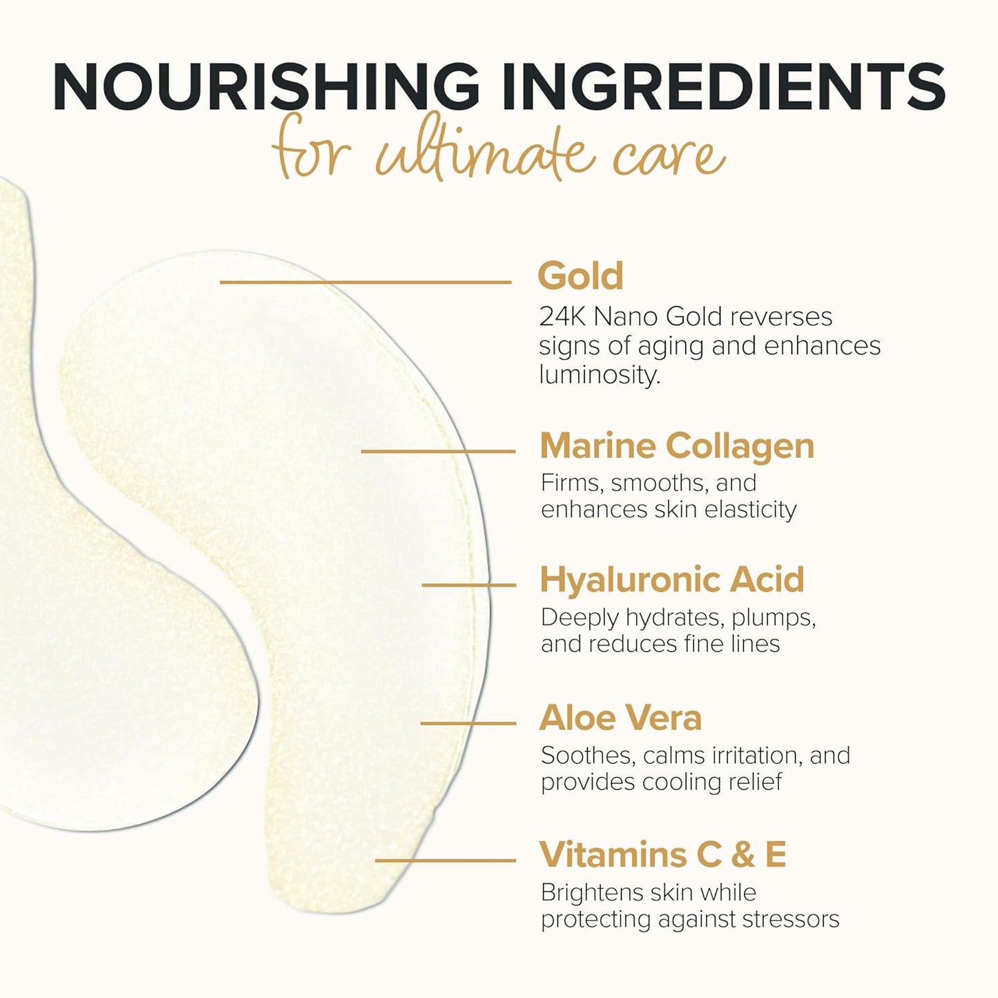 ToGoSpa Golden EYES, Dark Circle Warrior | Premium Clean Anti-Aging Gel Pads with Collagen, Hyaluronic Acid, Aloe Vera, Vitamins C & E, 1 Pack - 3 Pair