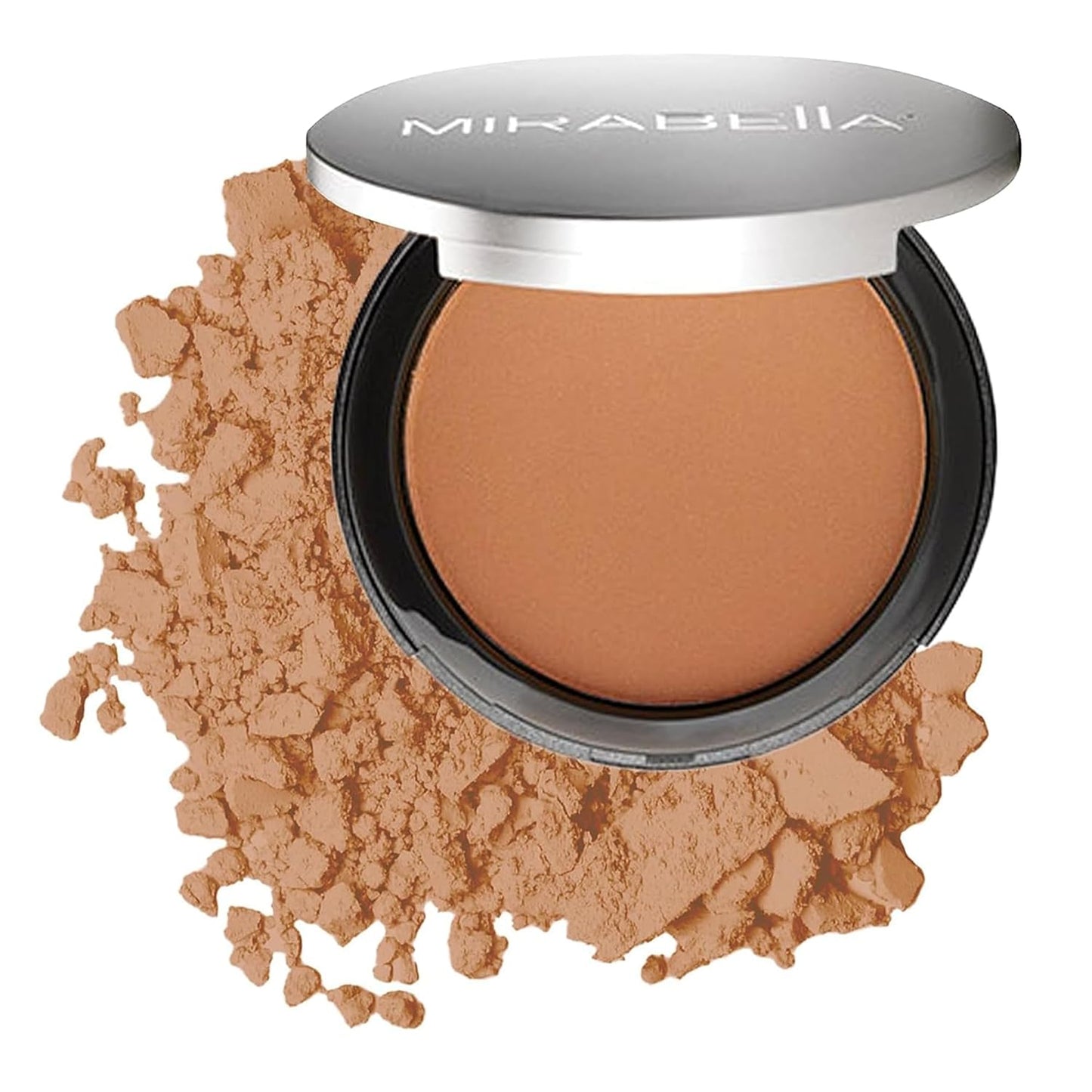 Mirabella Pure Press Powder Foundation Makeup, HD Finish Buildable Mineral Foundation for Sensitive Skin and All Skin Types with Age-Defying Benefits, Jojoba and Triglyceride, Original Medium/Dark IV
