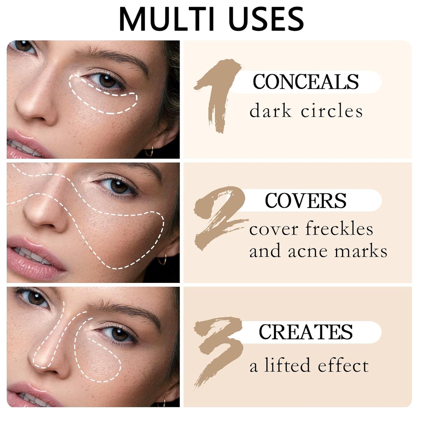 Concealer Pencil with Sharpner,Full Coverage,Waterproof Under Eye Concealer Stick for Dark Circles,Blemishes,Aging Spots,Acne,Freckles