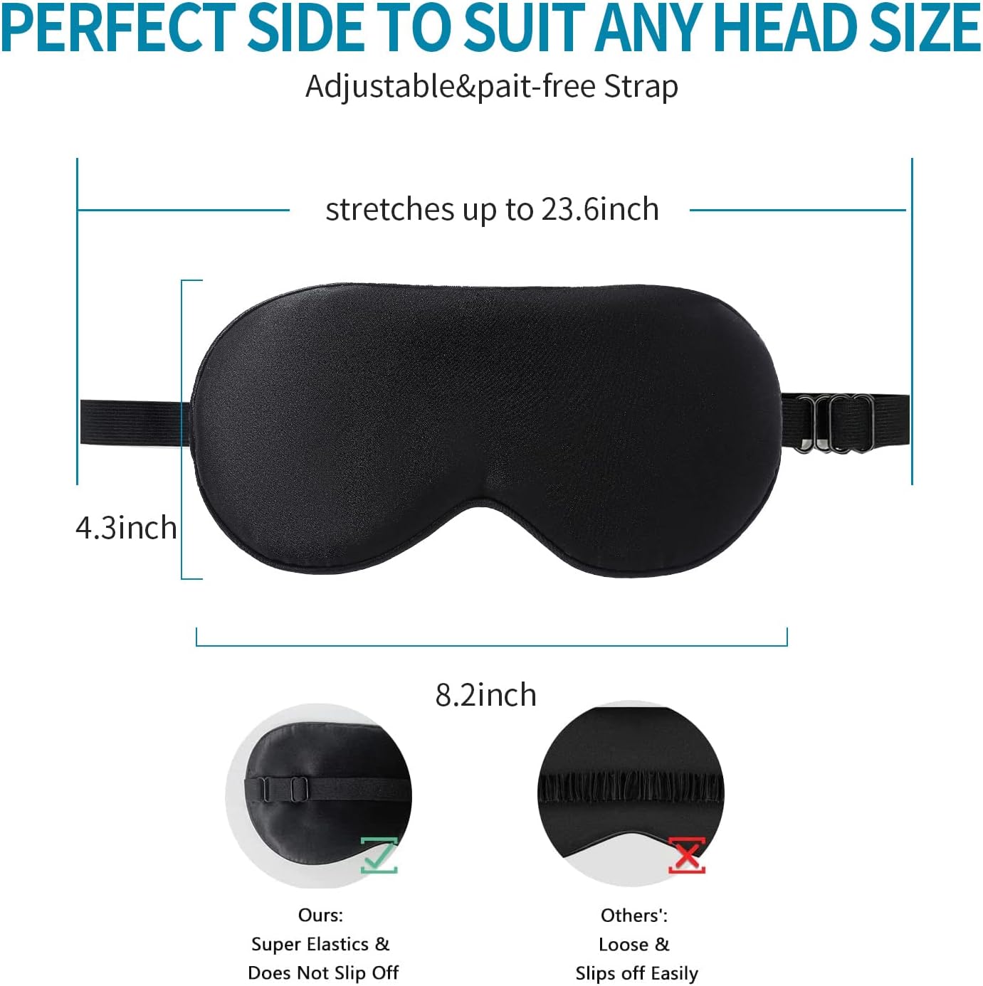 2-Pack 100% Real Natural Silk Eye Mask, Silk Sleeping Mask, Shade Puffy Eye Gift with Adjustable Straps, Sleep Eye Mask, SHJINJU Eye Mask Shade (Black and Black)