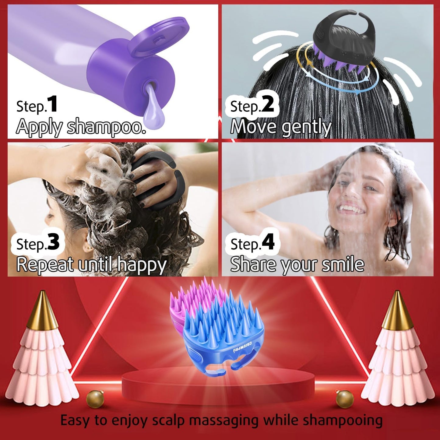 Cbiumpro 2-Pack Scalp Massager Shampoo Brush, Ultra Soft Silicone Scalp Scrubber Exfoliator Brush for Hair Growth & Dandruff Removal - 100% Fit All Hair Types