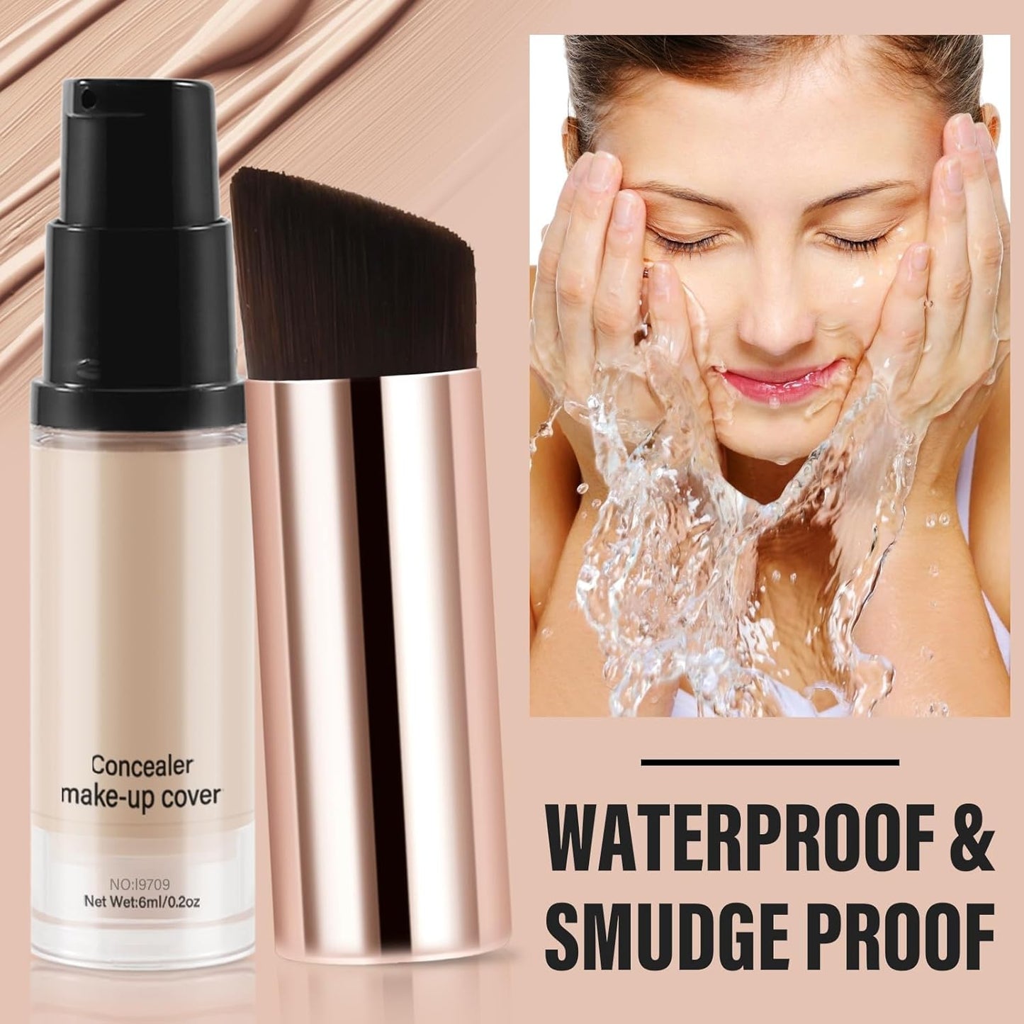 2pcs Liquid Concealer Set with Brush,Full Cover,Concealer Wand with Matte Finish,Corrects，Covers，Long Wear Up to 24hr