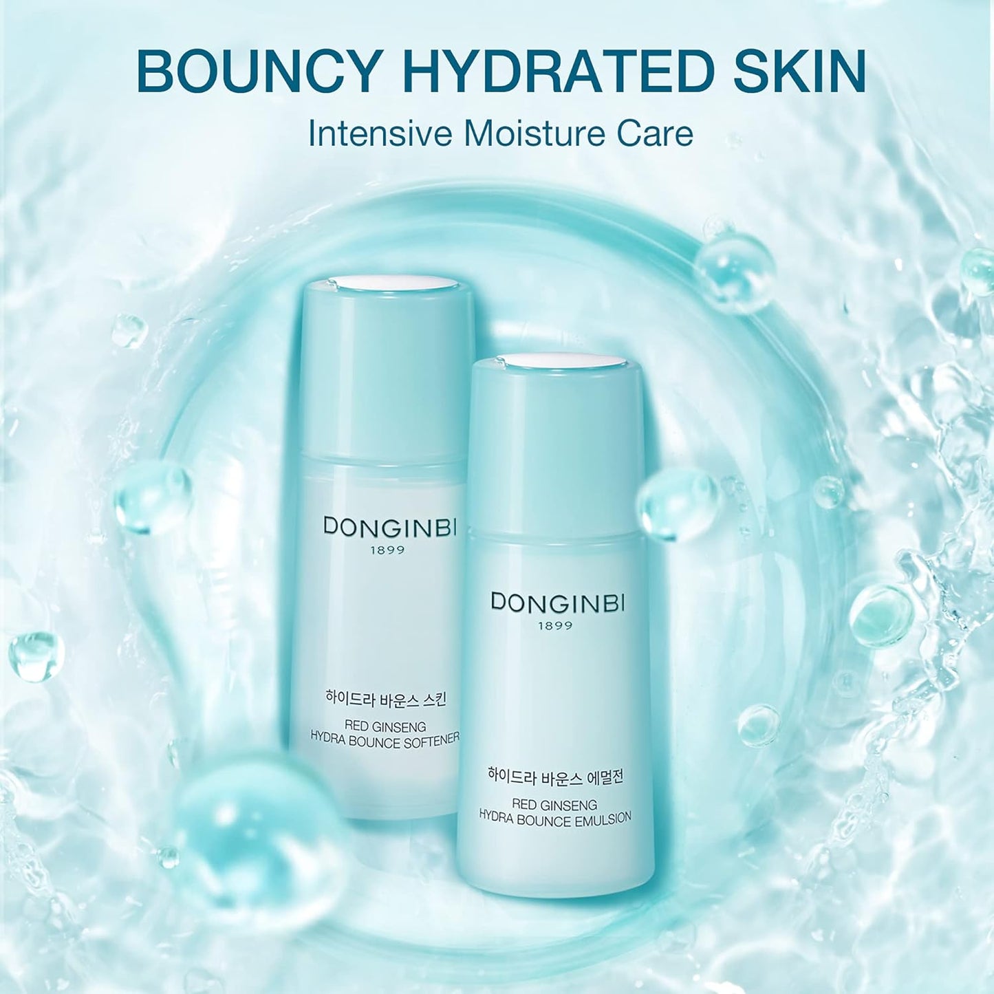 DONGINBI Red Ginseng Hydra Bounce Cream Fresh Travel Kit - Hydrating and Nourishing Skincare Set- Hydra Bounce Softener 15ml, Emulsion 15ml, Cream 7ml