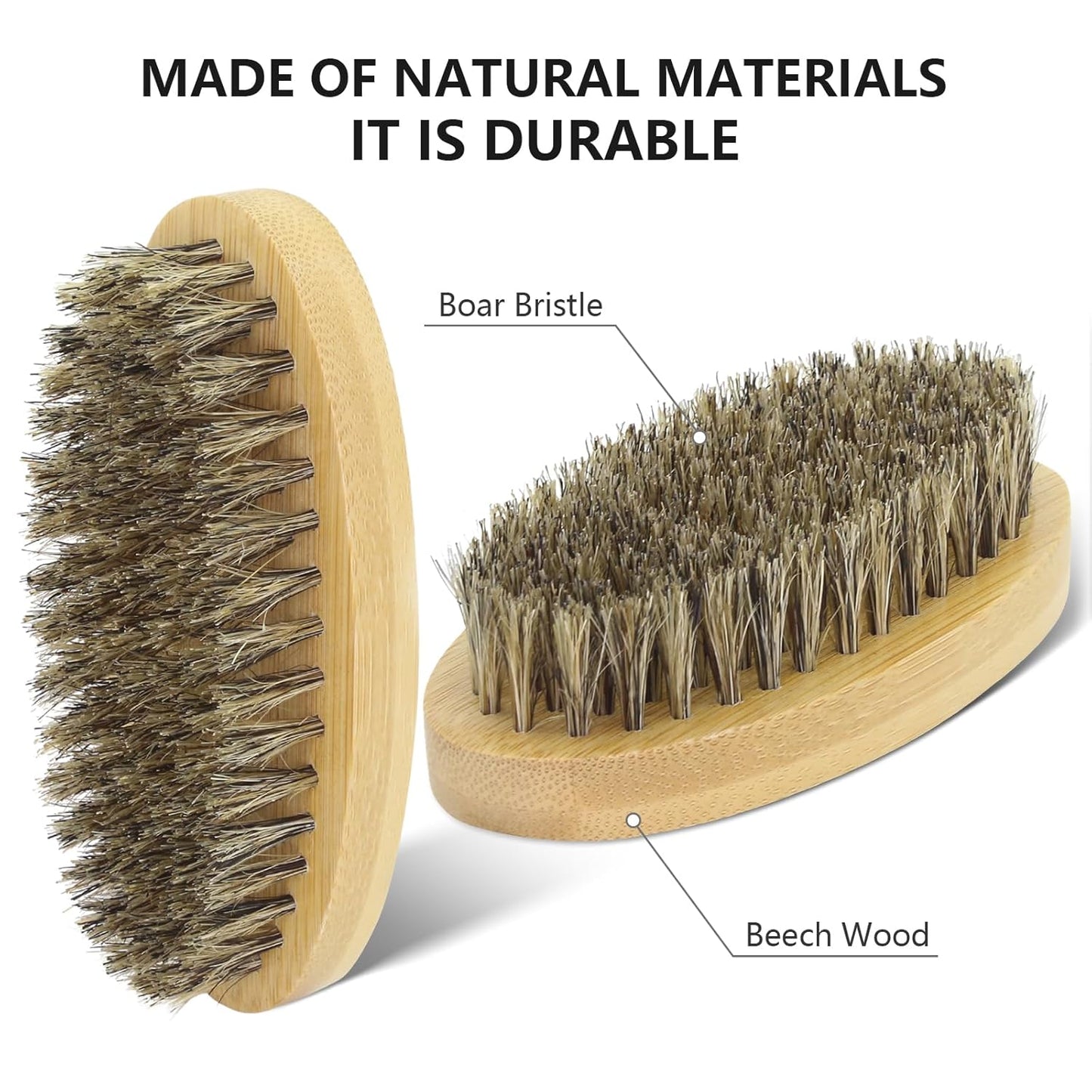 Beard Brush Beard Comb Set for Men, 7 IN 1 Facial Hair Grooming Kit with Boar Bristle Beard Brush, Wood Beard Comb, Silicone Soft Cleaning Brush, Mustache Scissors, Travel Foldable Beard Brush Comb