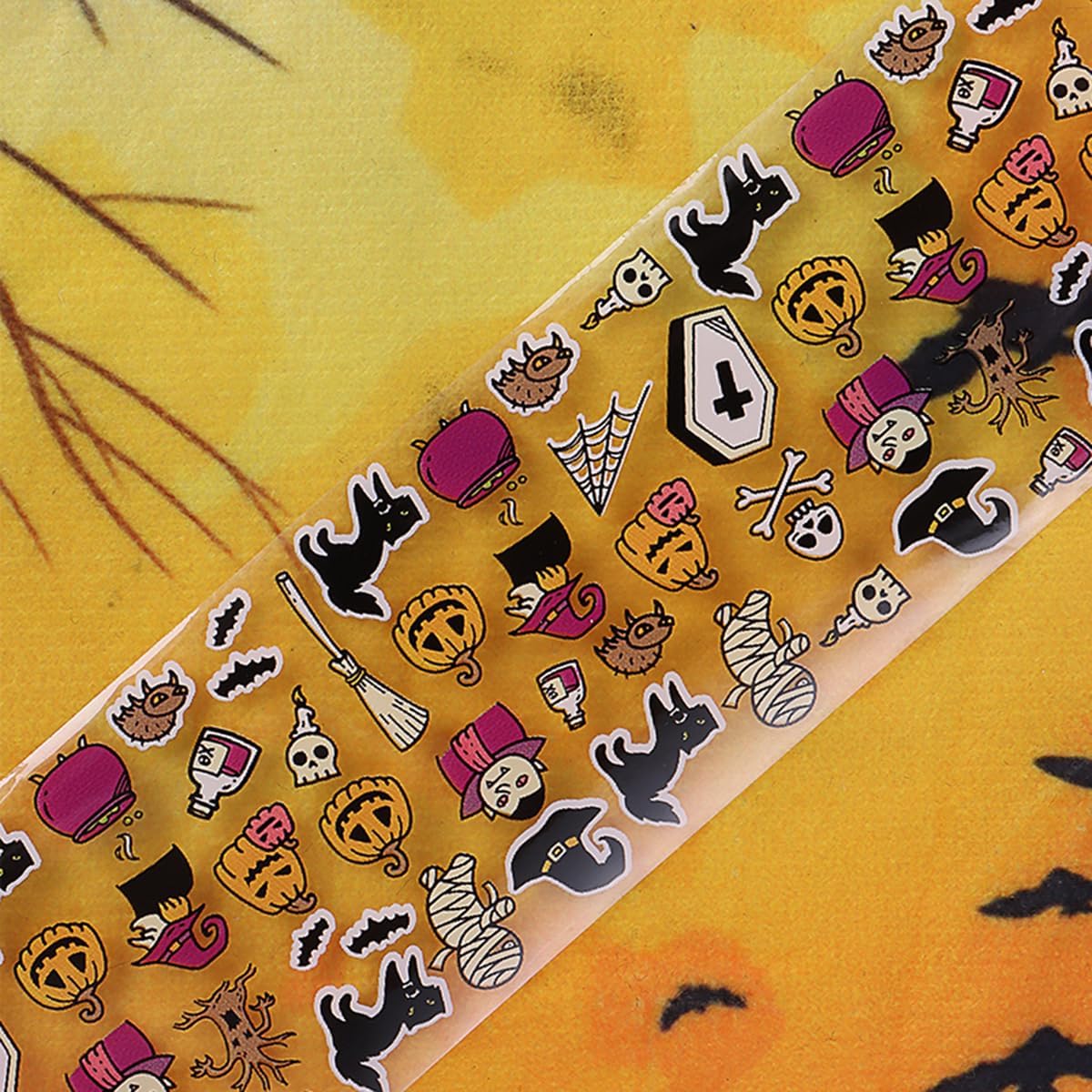Halloween Nail Art Foils Transfer Stickers Halloween Nail Art Stickers Decals 10Rolls Pumpkin Spider Web Ghost Spider Nail Foils Adhesive Decals Nail Supplies for Women Holiday DIY Manicure Decoration