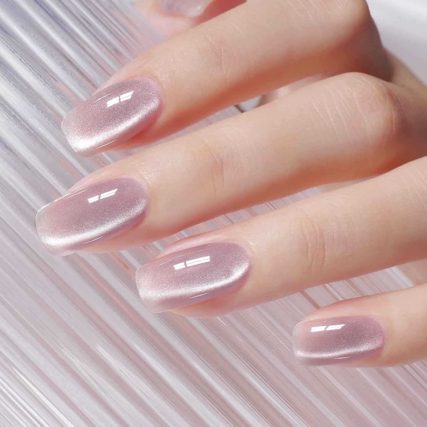 AILLSA Cat Eye Gel Nail Polish Purple Crystal Glitter Polish with Magnet, Smokey Glass Jelly Nail Polish Sparkle Shimmer Reflective Translucent Color U V Gel Salon DIY at Home 0.5 OZ GF23