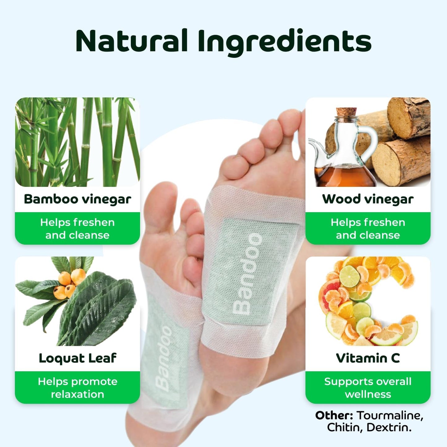 Bandoo Foot Pads | Original | Rana Pads | Premium Natural Bamboo Vinegar Foot Care Pads | Japanese Foot Pads | 30 Pads