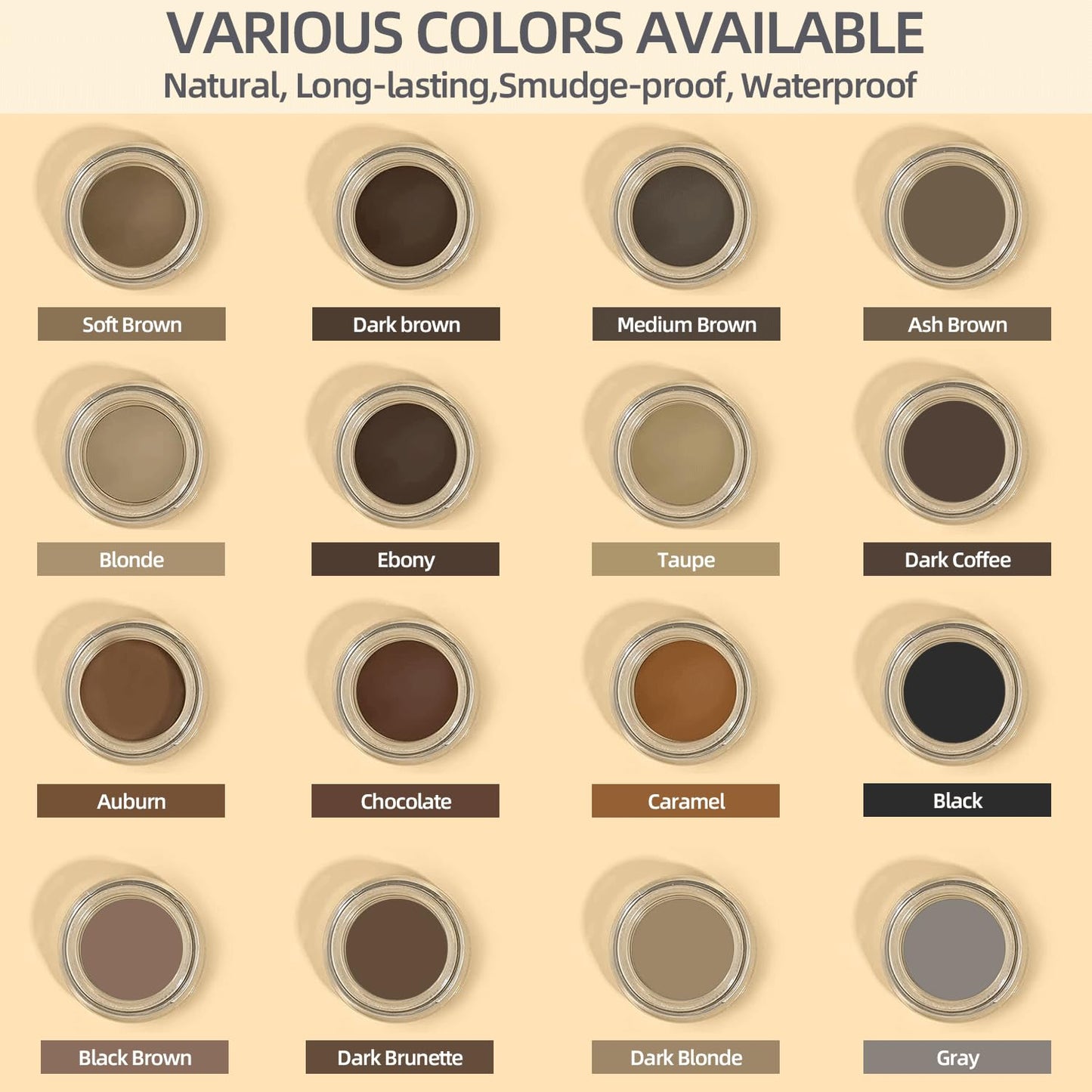 Eyebrow Pomade - Waterproof Brow Pomade for Long-lasting Results,Smudge Proof and Sweat Resistant Formula,Natural Eyebrow Makeup for All Skin Types and Tones - Dark Gray