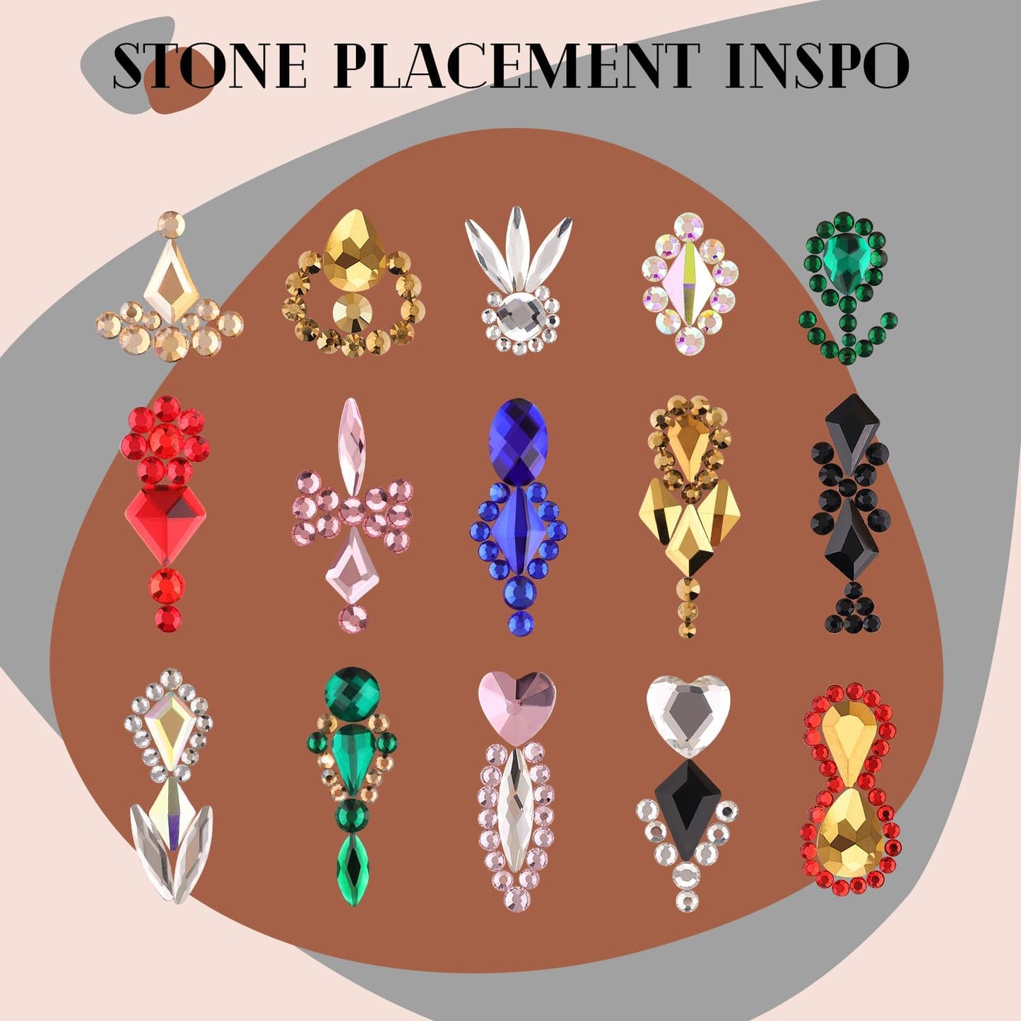 2680Pcs Black Glass Rhinestones 120Pcs Multi Shapes Flatback Gems + 2560Pcs 1.5-4mm Round Crystal, Manicure Charms Diamond Gemstones for Acrylic Nail Decoration