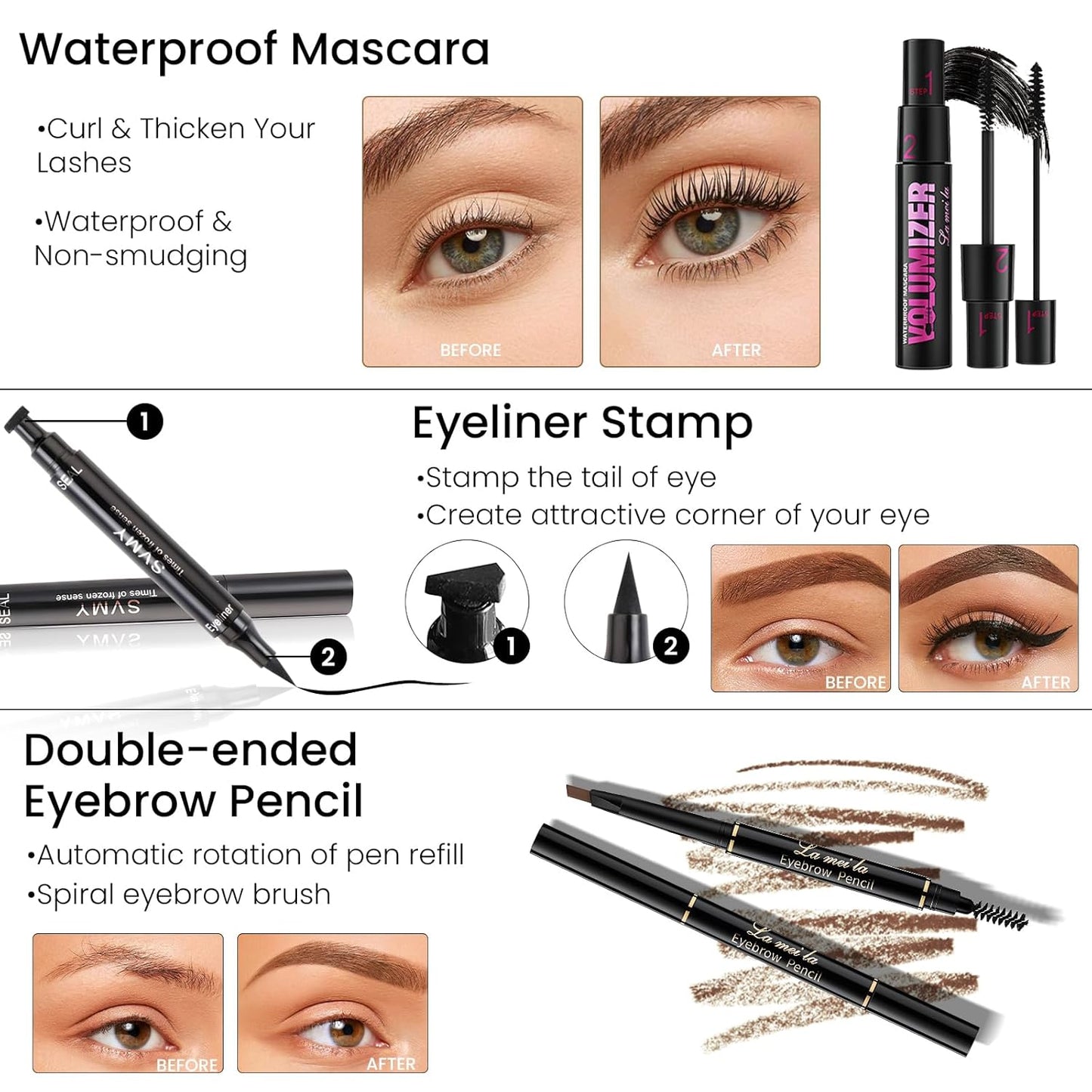 Makeup Present Set for Teen Girl Women, Travel Makeup Kit, Makeup Full Kit for Beginner, Makeup Bundle Include 2 Matte & Shimmer Eyeshadow Palettes, Liquid Glitter Eyeshadow & Eyeliner