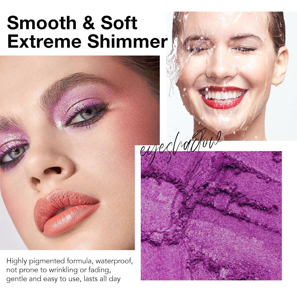 Purple Eyeshadow Palette with Mirror for Eye Makeup,16 Color Blue Green Pink Gold Colorful Matte Glitter Highly Pigmented Korean Natural Rainbow Eye Shadow palette,Blendable-01