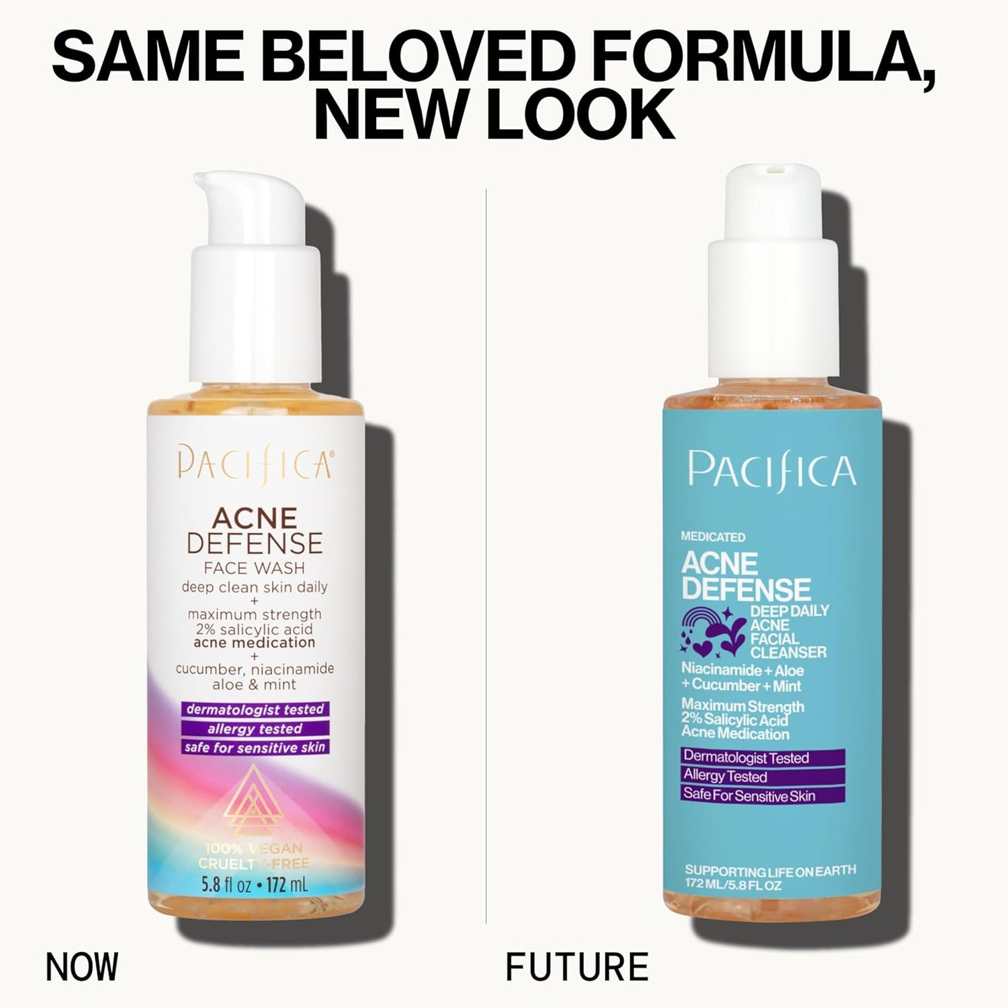 Pacifica Acne Defense Face Wash - Deep Pore Purifying Face Cleanser - w/ 2% Salicylic Acid, Pore Reducing Niacinamide & Inflammation Reducing Cucumber - for Sensitive Skin Vegan Dermatologist Tested