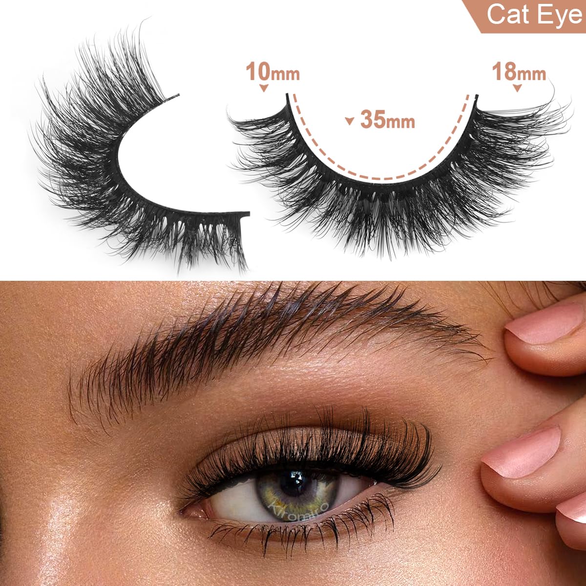 Kiromiro Lashes False Eyelashes Cat Eye Faux Mink Lashes Wispy Strip Lash 6D Volume Fake Lash Natural Look Eyelashes Pack 7 Pairs