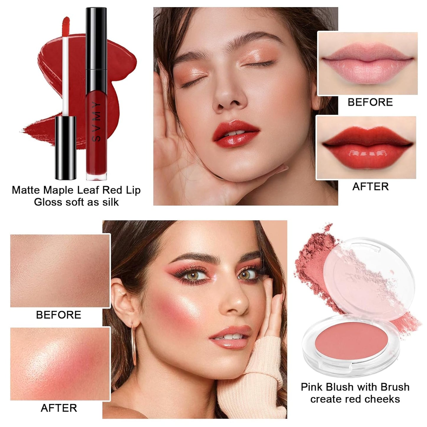 Makeup Kit for Teens Girls, Makeup Present Set for Women, Makeup Full Kit for Beginners, Mini Makeup Bundle Include 7 Latte colors Matte & Shimmer Pigmented Eyeshadow Palette, Eyebrow Powder