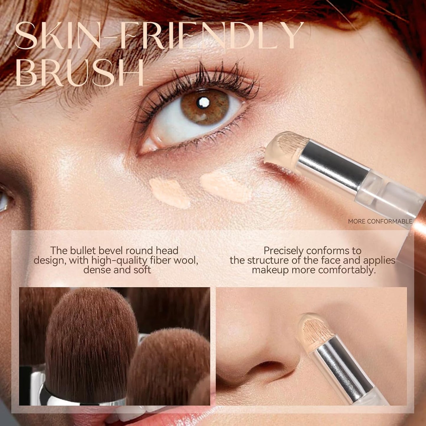 Foundation Makeup,Soft Beige Full Coverage Foundation Makeup（Built-in brush）Vegan & Cruelty-Free-Oil Control Flawless Concealer Cover Facial,Natural Blemish Face Makeup(03#)