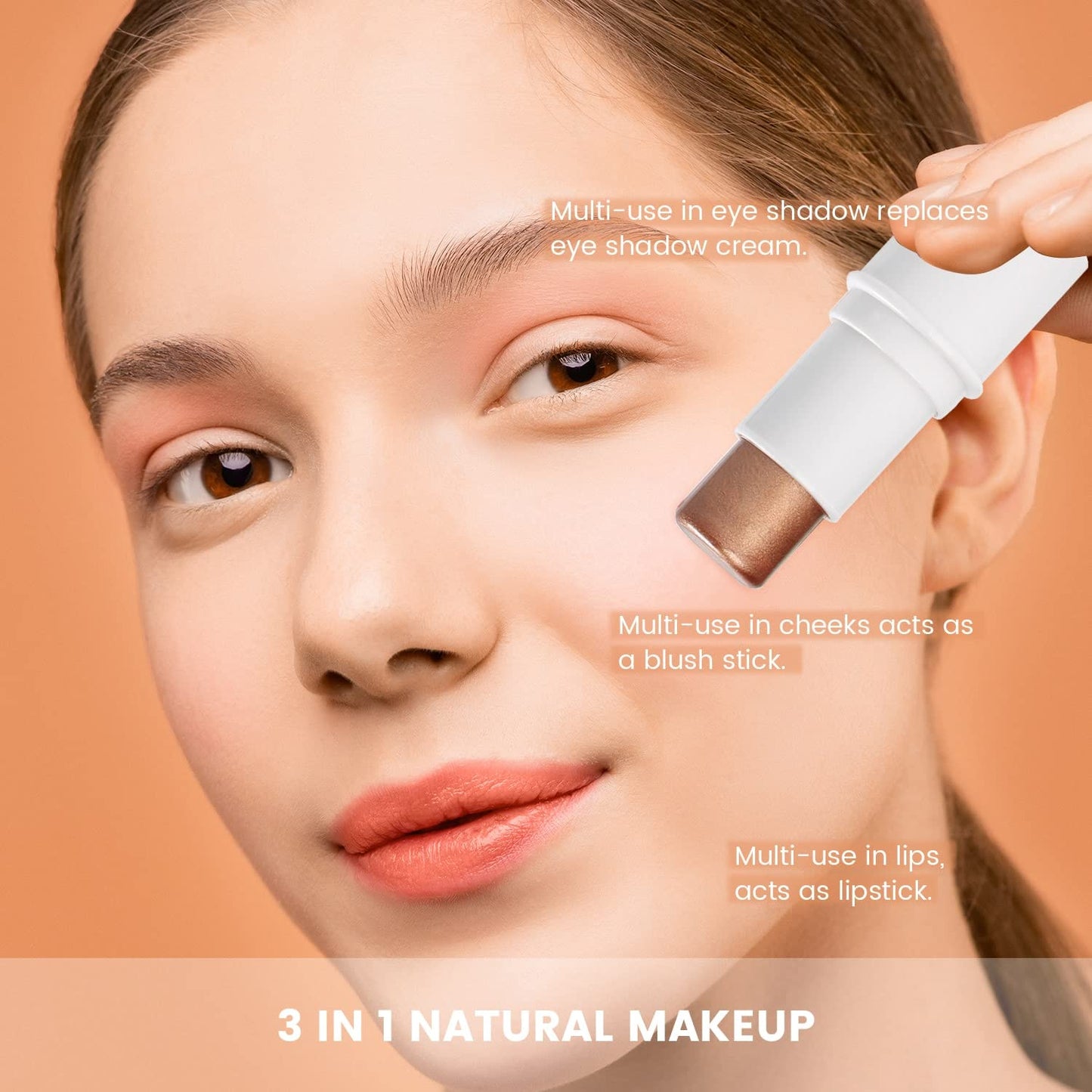 Cream Blush Stick for Cheek and Lip Tint, Multi Use as Highlighter Makeup and Blush Stick for Older Women & Mature Skin(#3 Brighten)