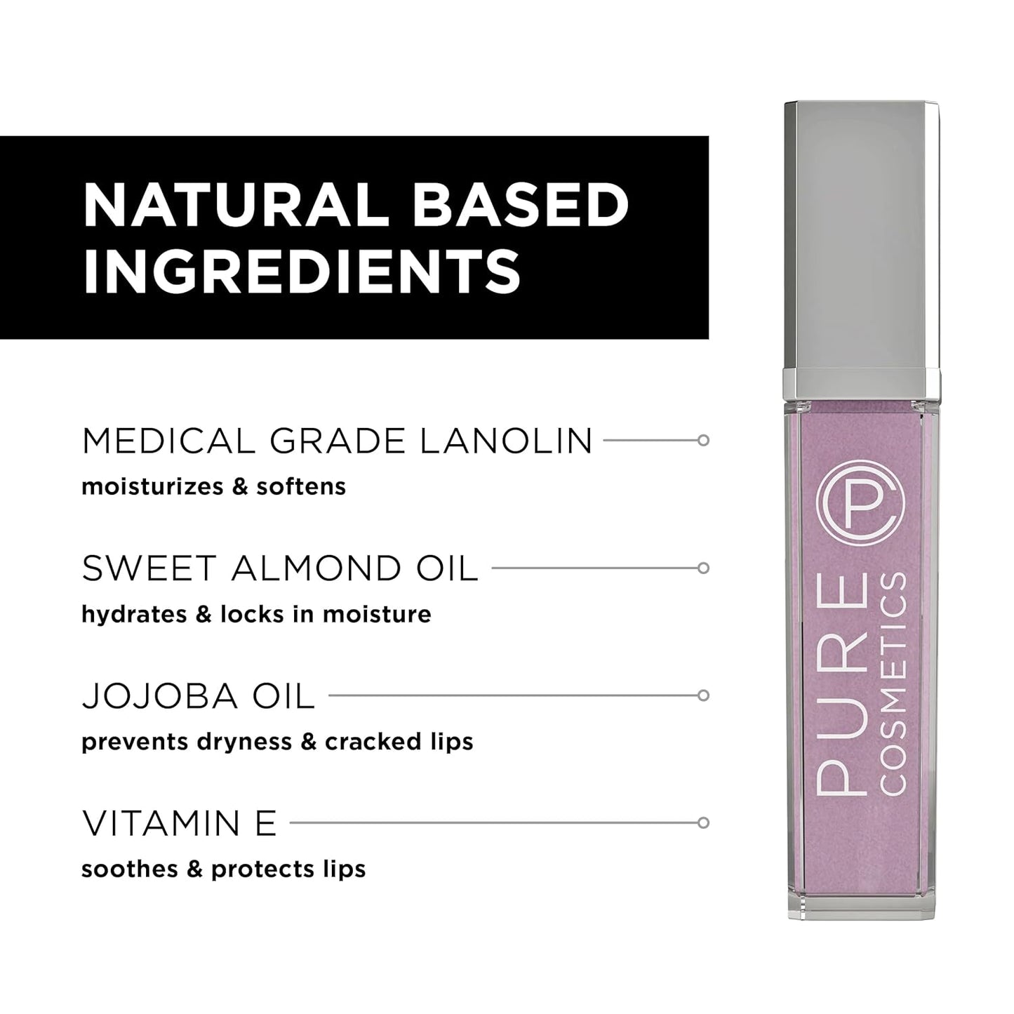 Pure Cosmetics Pure Illumination Lip Gloss - LED-lit Applicator w/Side Mirror - Non-Sticky, Moisturizing & Hydrating Lip Glosses - Soothes & Heals Dried Chapped Lips (Charmed)