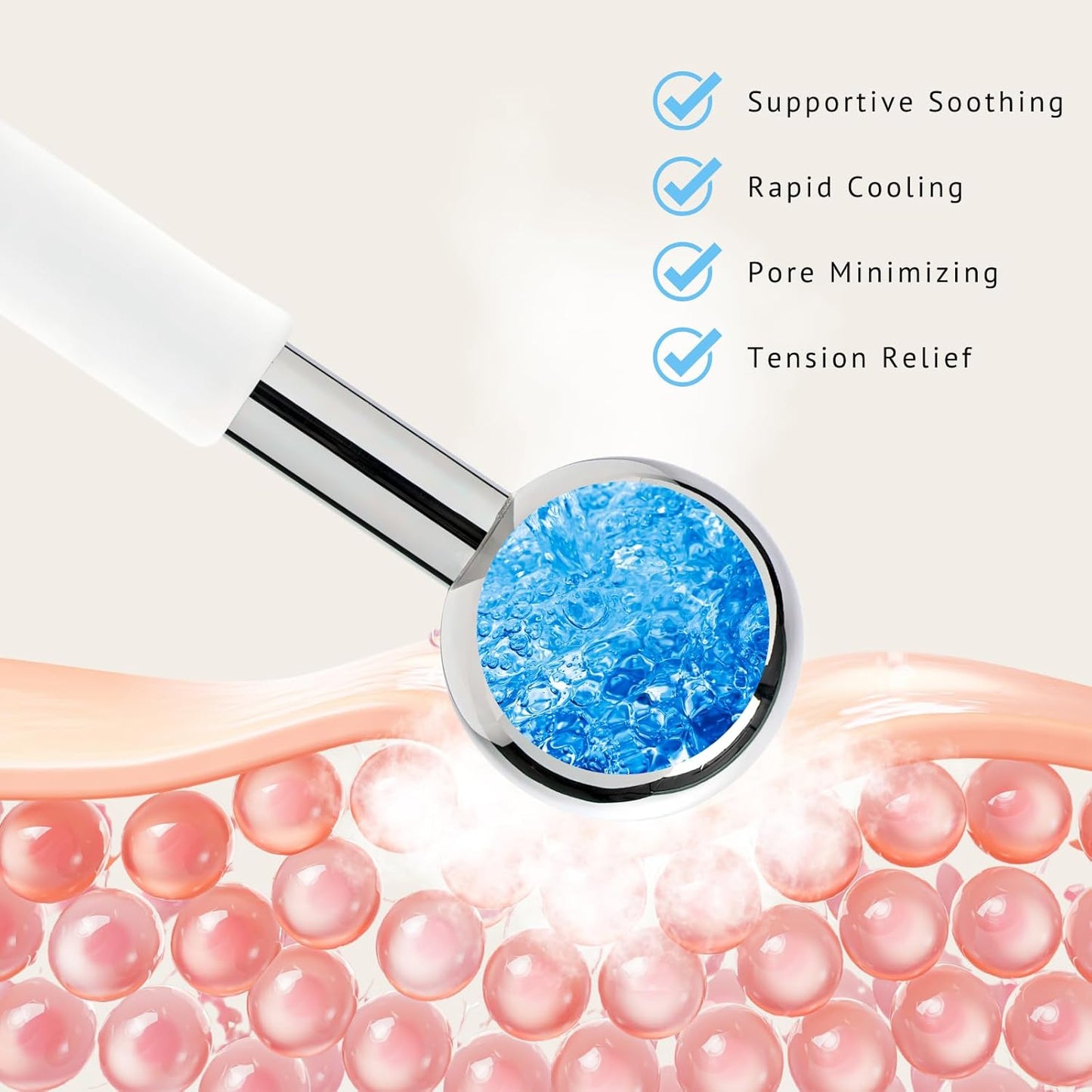 Ice Roller for Face Ice Globes Eye Massager Facial Roller Tools Stainless Steel Cryo Globes Long-Lasting Cold Therapy for Eyes, Hot Flashes, Body Skin Care for Puffiness, Wrinkles