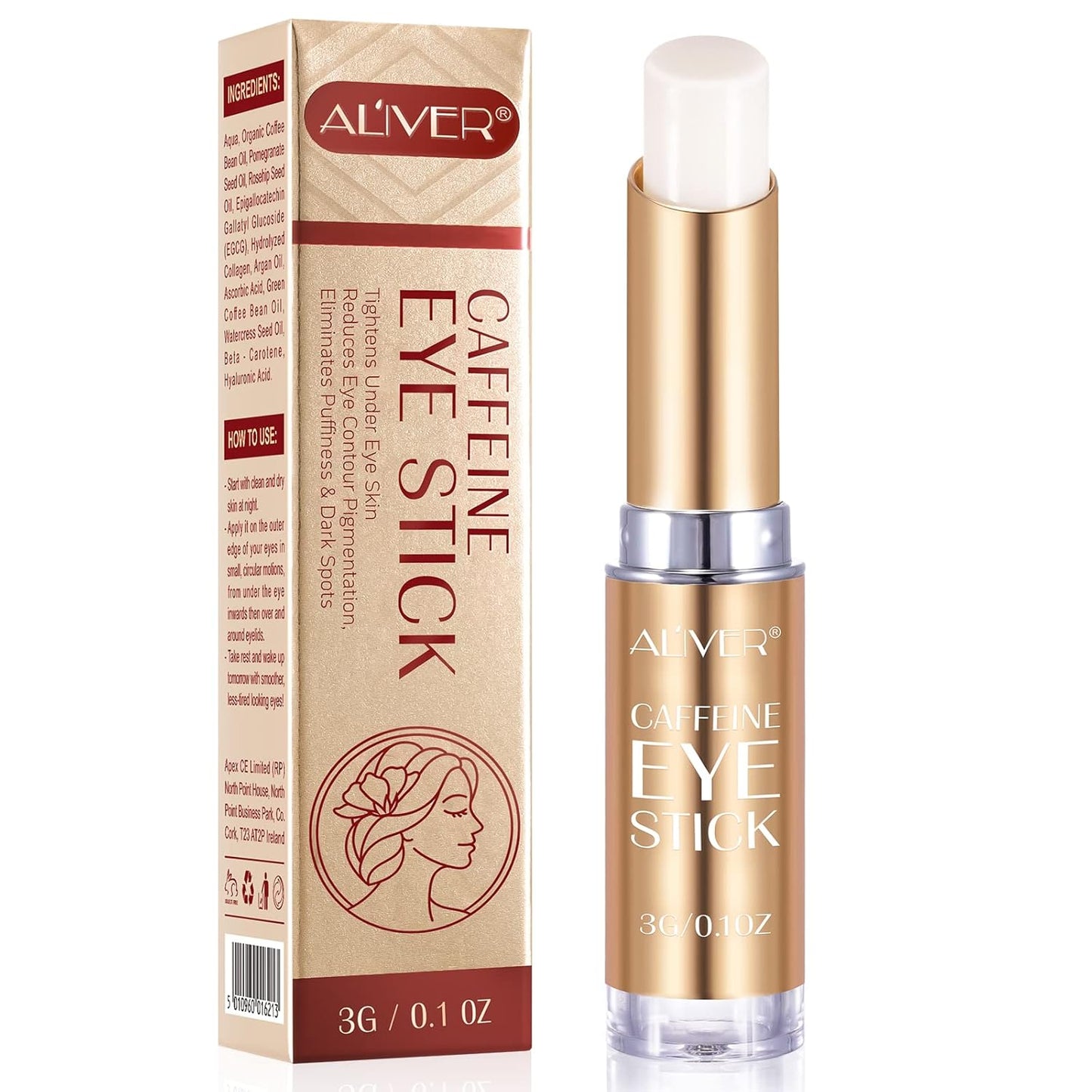Caffeine Eye Stick, Reduce Eye Puffiness and Dark Circle, Blur Fine Lines, Include Caffeine, Hyaluronic Acid, Vitamin C, For Wrinkles, Fine Lines, Under Eye, Bags, Crows Feet Eye Lift Treatment For Men & Women