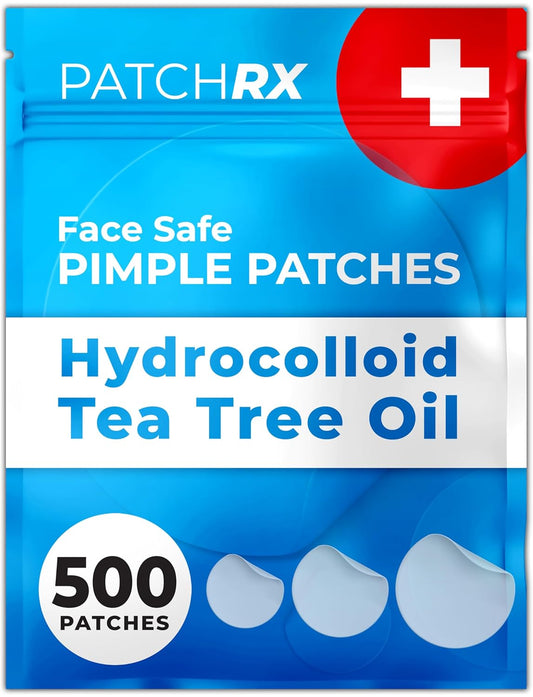 Pimple Patches for Face (500 Patches), Hydrocolloid Acne Patches with Tea Tree Oil, Pimple Patch Pimple Stickers - Hydrocolloid Patch Acne Dots - Acne Pimple Patches For Face - Zit Patches