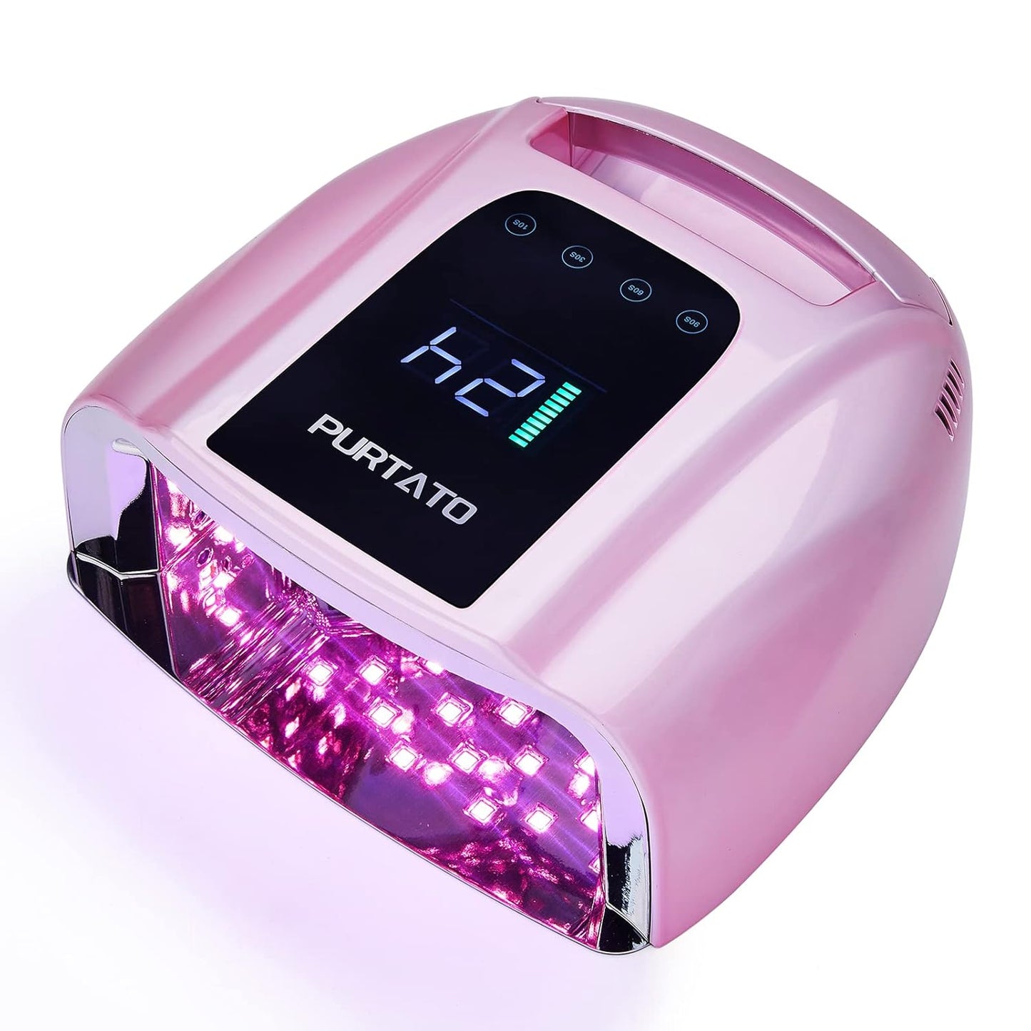 Professional Rechargeable 96W UV LED Portable Cordless UV Light for Nail Lamp Machine with Removable Stainless Steel Bottom,4 Timer Setting and Smart Sensor Nail Dryer (Plating Pink)