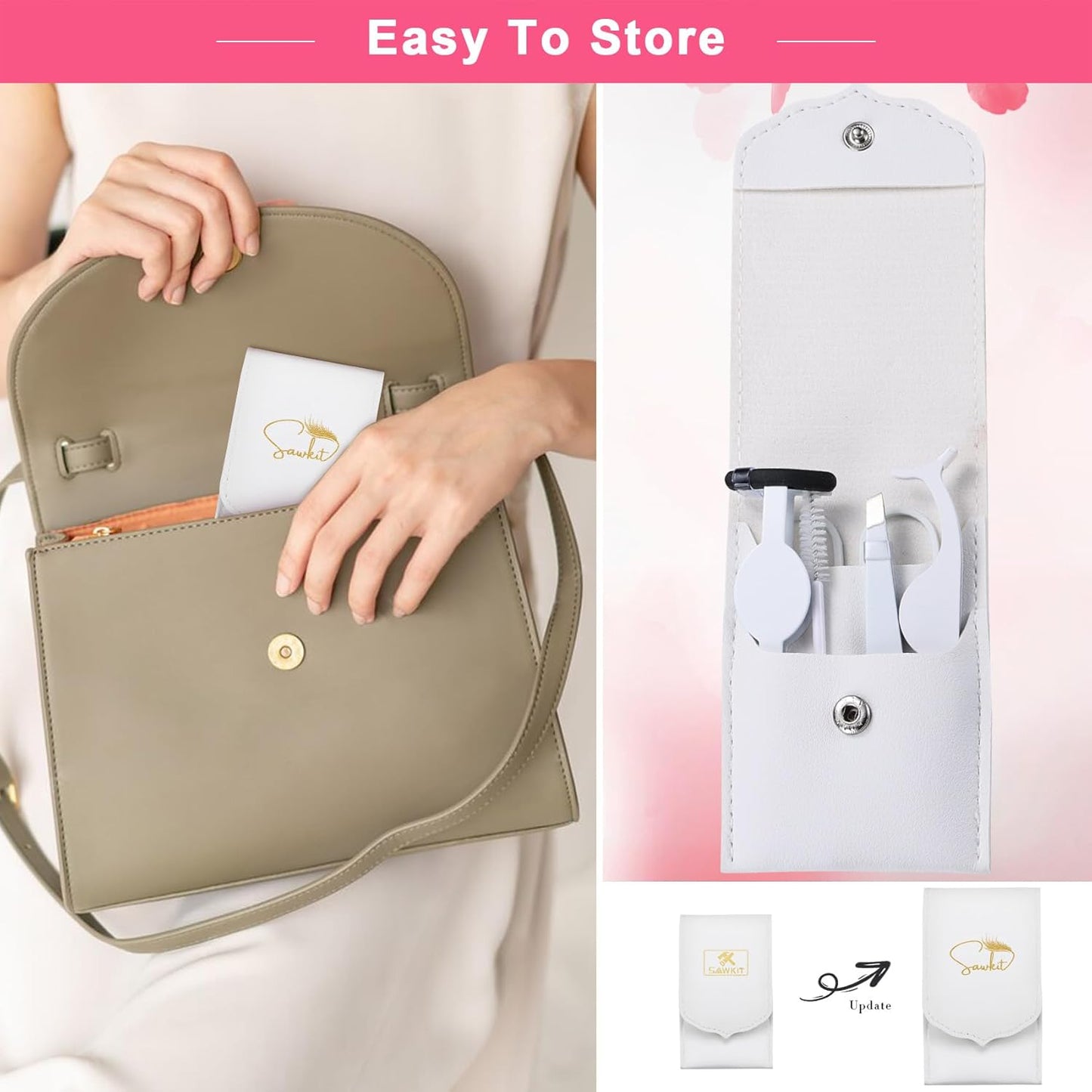 Eyelash Applicator Tool – 5-in-1 Lash Applicator Tool Set with Eyelash Extension Tweezers, Scissors, Brush – Professional Eye Lash Applicator Tools for DIY Eyelash Extensions, Cluster Lashes