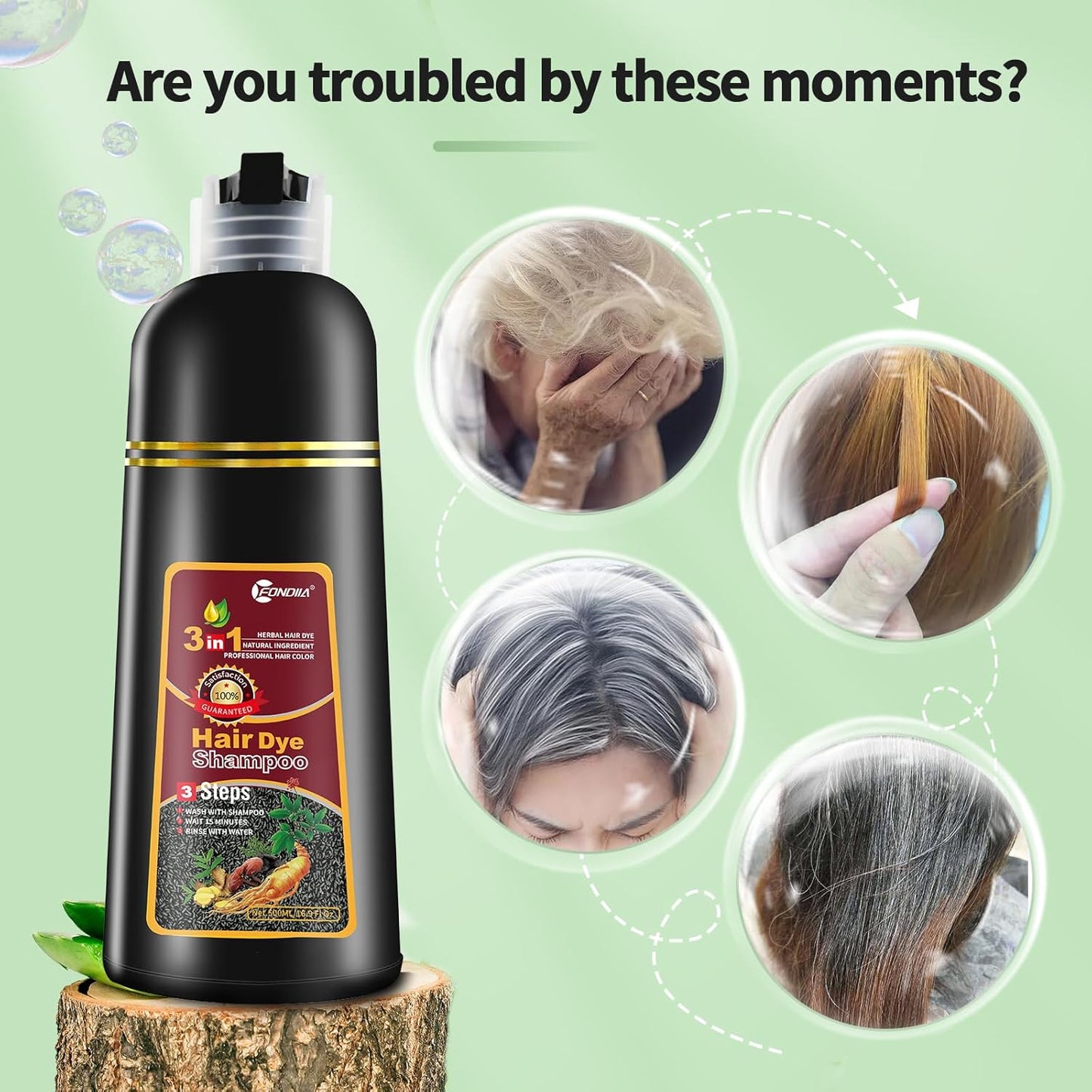 leorx Hair Dye shampoo, Chestnut Brown 3 In 1 Color Shampoo Instant Herbal Coloring Shampoo Refresh Hair For Women&Men - Tintes Para El Cabello Profesional