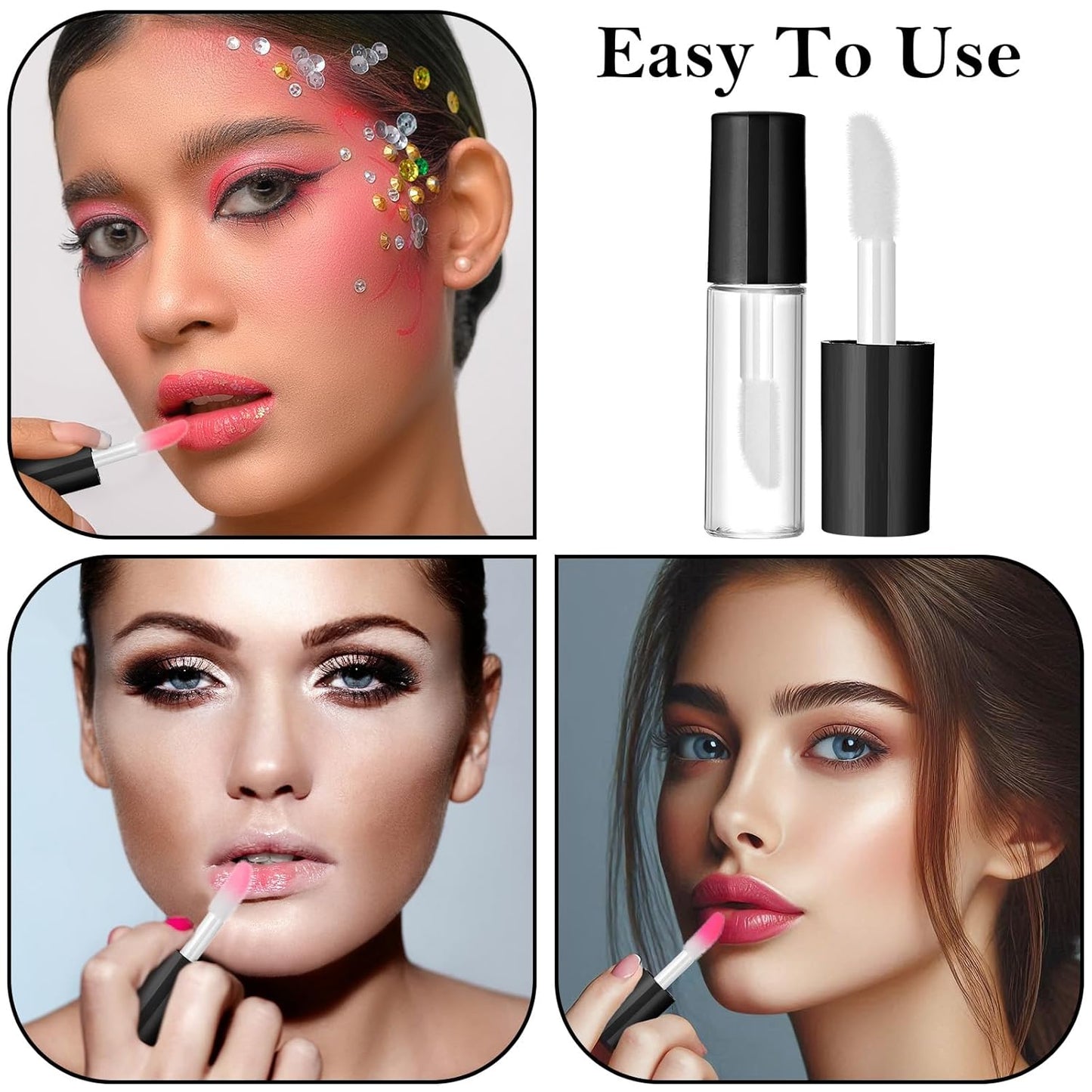 100 Pcs 1.2 ml Mini Lip Gloss Tubes Empty Lipgloss Tubes with Wand Clear Refillable Lip Balm Gloss Containers Lips Glosss Bottles for DIY Lipstick Samples Lips Balms Lipgloss Making(Black)