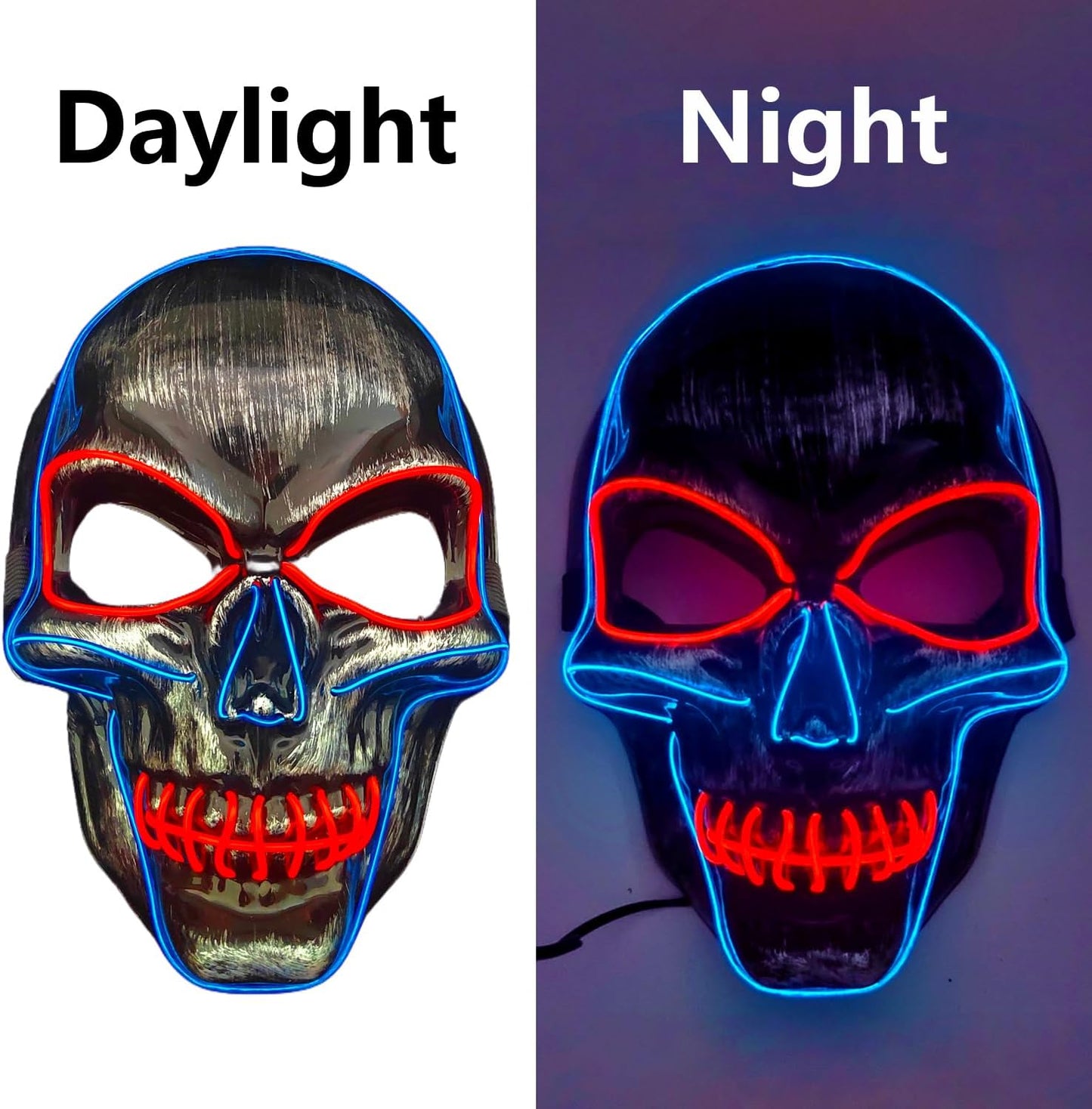 OceanWings Halloween Mask LED Light up Costumes Scary Mask for Party Supplies Favor