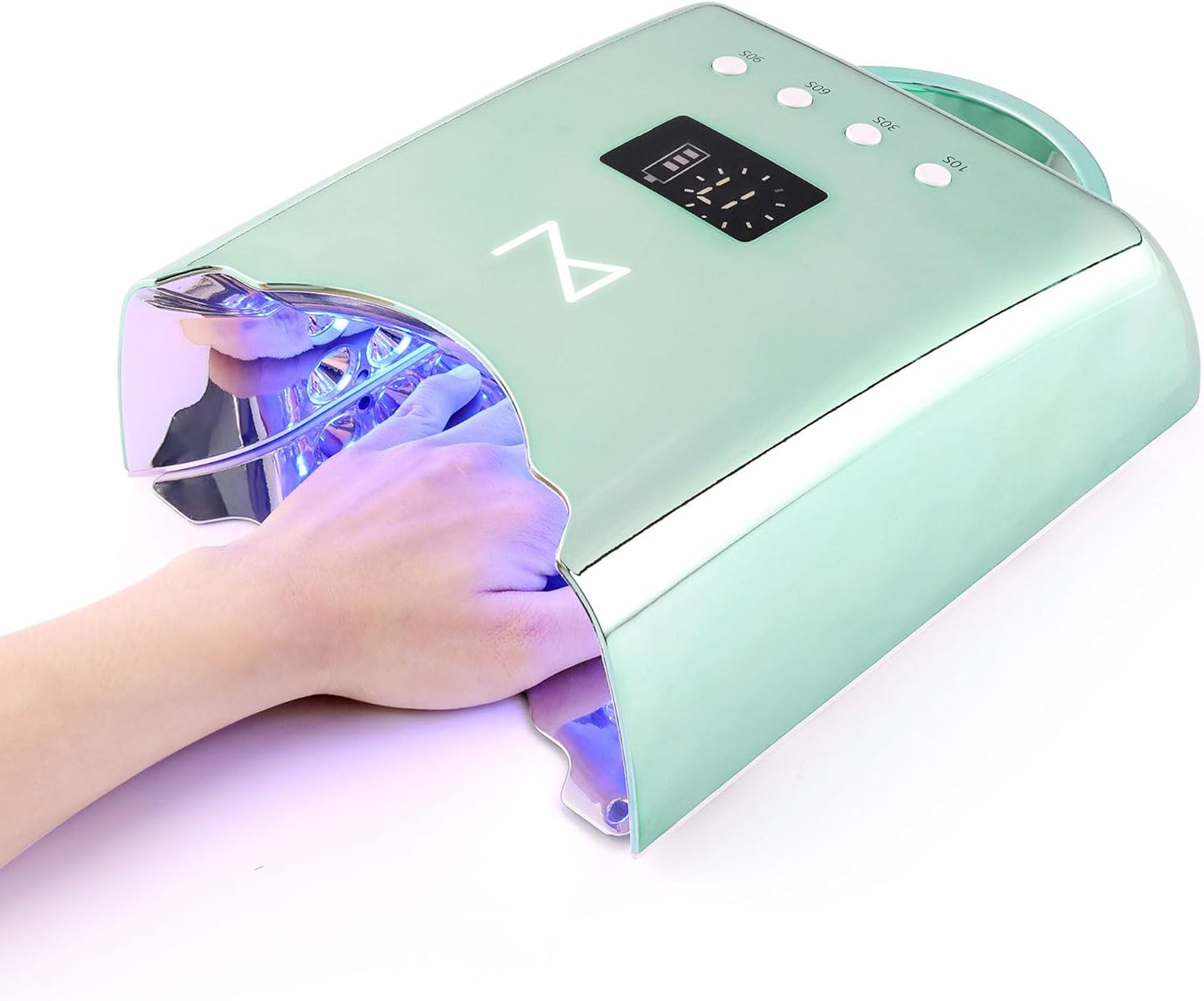 M - NEO Cordless & Rechargeable Nail Curing Lamp 78W with 4 LCD Time Display Timer, Auto Sensor, and Spacious Interior for All Hand Sizes and Nail Lengths (Mermaid)