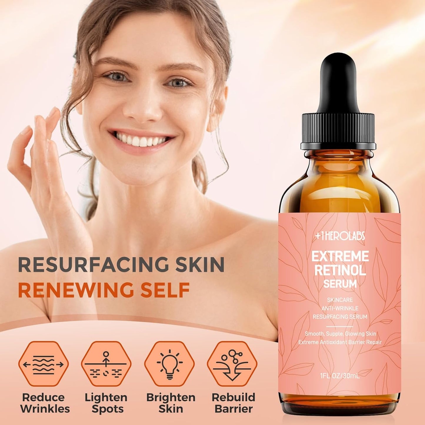 Retinol Serum for Face 2.5%, B5 Herbal Resurfacing Retinol with Vitamin C, Vitamin E, Hyaluronic Acid, Anti-Aging, Wrinkle Smoothing, Dark Spot Corrector, Brighten Dullness 2 Packs
