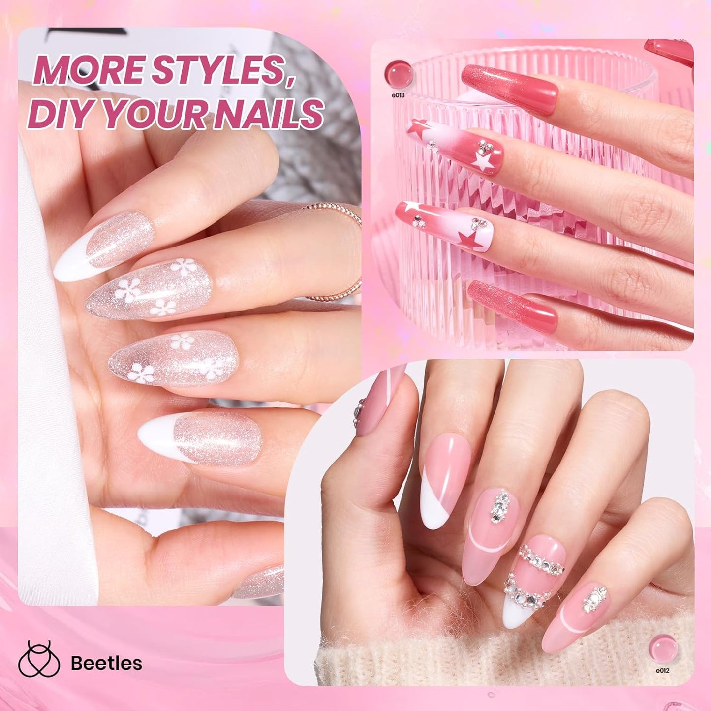 Beetles Nude Pink Gel Nail Polish Set - 25PCS 20 Colors Neutral Jelly Pink Sheer Milky White Gel Nail Kit Soak Off UV with Base Glossy Matte Top Coat Pearls Rhinestones Nail Charms Gift for Women