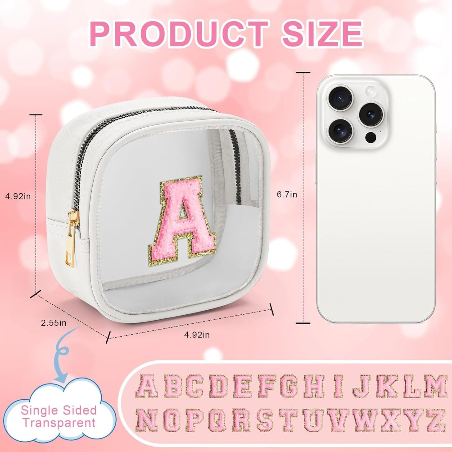 YOOLIFE Initial Make Up Bag Travel Toiletry Bag, Clear Makeup Bag Preppy Cosmetic Bags Organizer Travel Essentials Gifts for Women Teen Girlfriend Teacher Mom Birthday Mothers Day Gifts White G