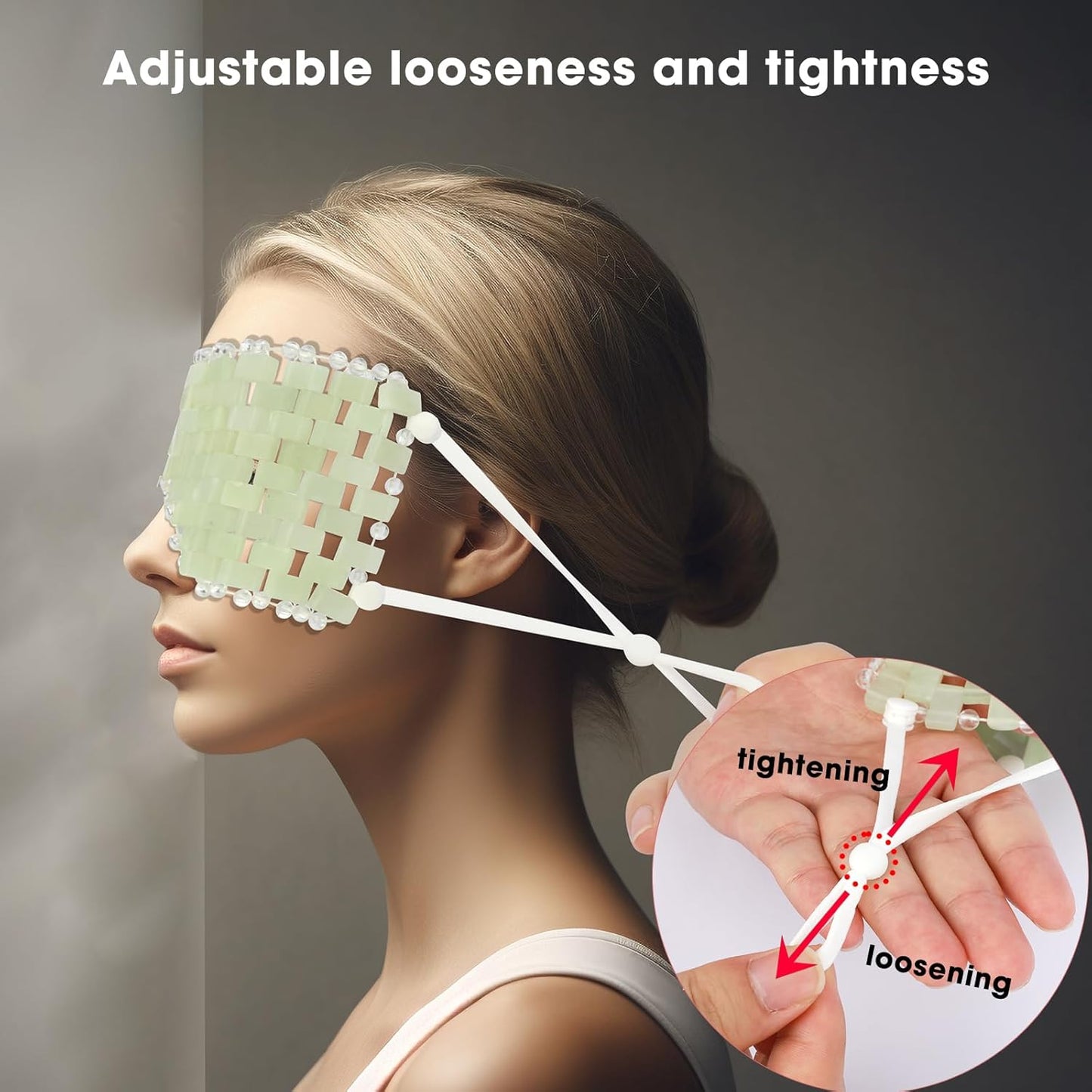 Jade Eye Mask - with Adjustable Strap for face 100% Natural Gemstone Jade Sleep Mask for Hot & Cold Anti Aging Therapy by LazyGa