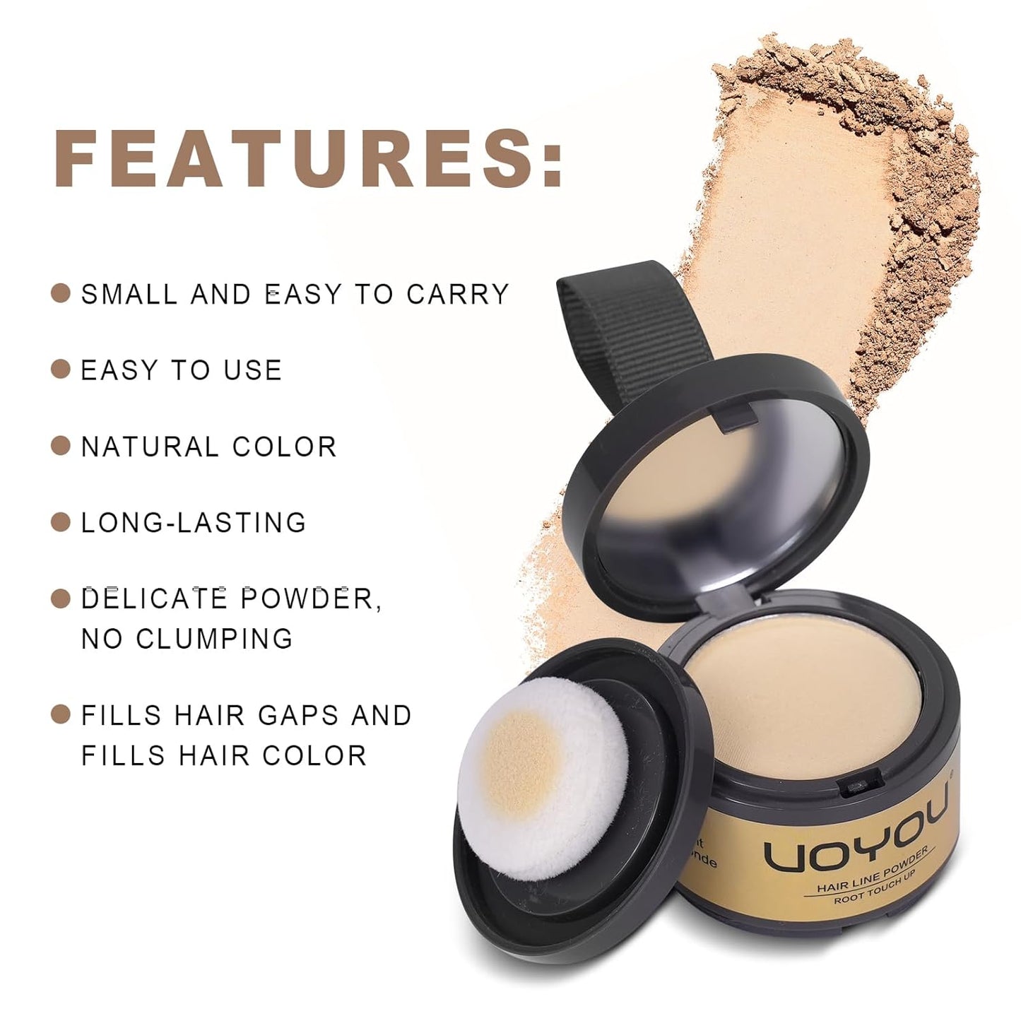 Root Touch Up Powder Instantly Conceals Hair Loss, Gray Root Cover Up Powder, Water & Sweat Resistant Hair Powder for Thinning Hair Men & Women, Includes Brush (Light Blonde, 4g Bottle with Brush)