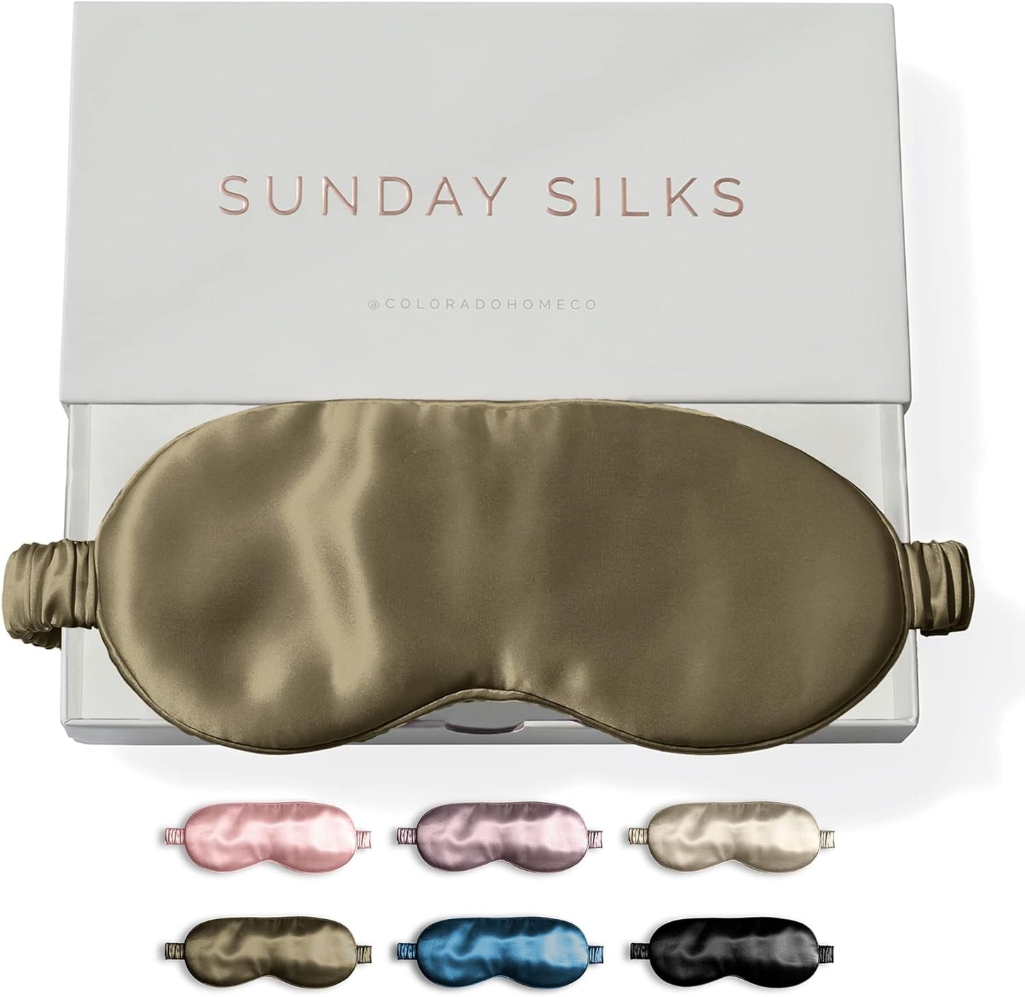 SUNDAYSILKS™ Exclusive Mulberry Silk Sleep Mask | Soft Eye Covers, Blackout Sleeping Mask for Women & Men | Silk Eye Mask for Sleep, Travel, and Relaxation | Antifaz para Dormir [Olive]