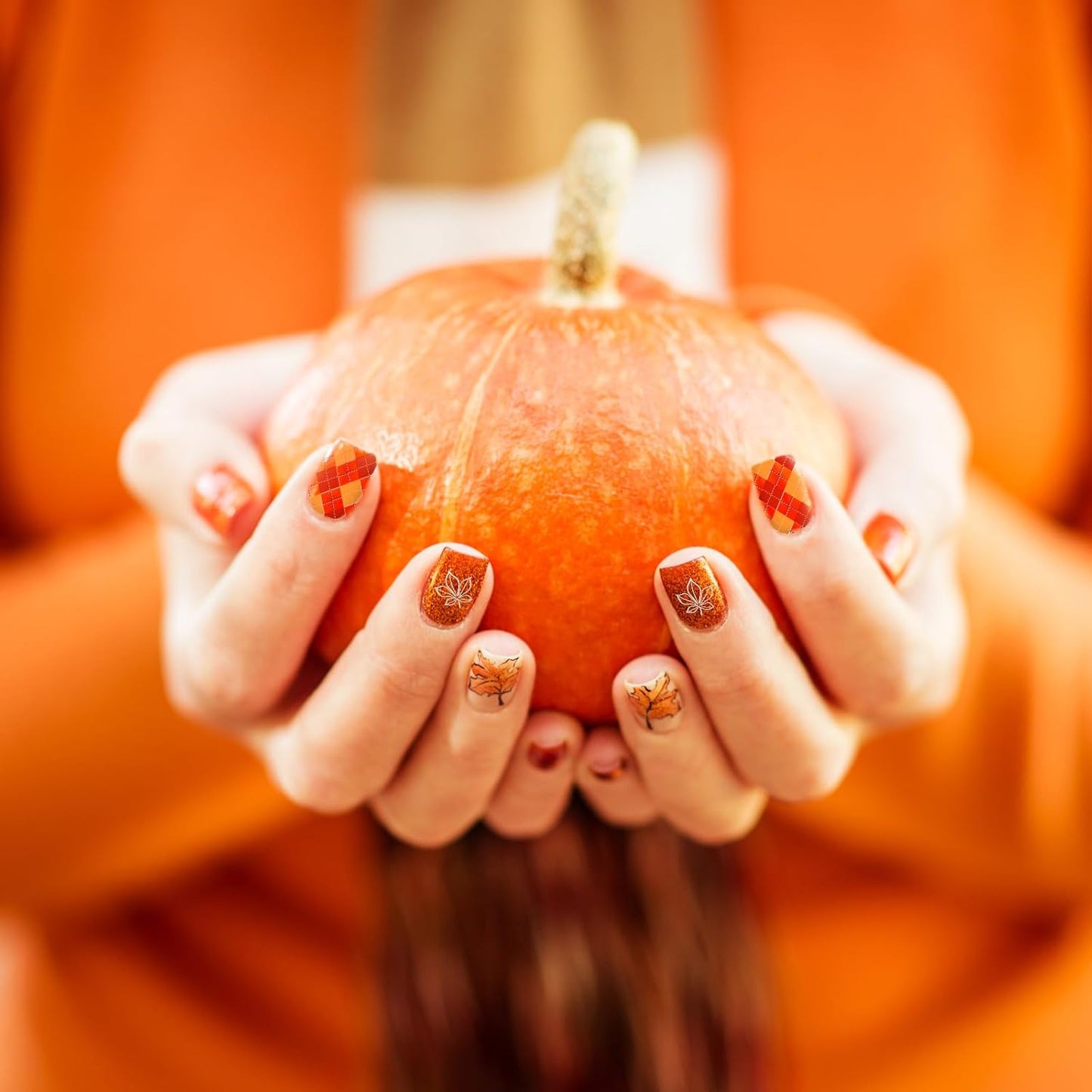 Whaline 10 Sheet Fall Nail Art Stamping Plates Kit Happy Thanksgiving Pumpkins Maple Leaf Gnome Plaid Autumn Blessings Collection Nail Art Plate for Autumn Thanksgiving Nail Art Design DIY Print