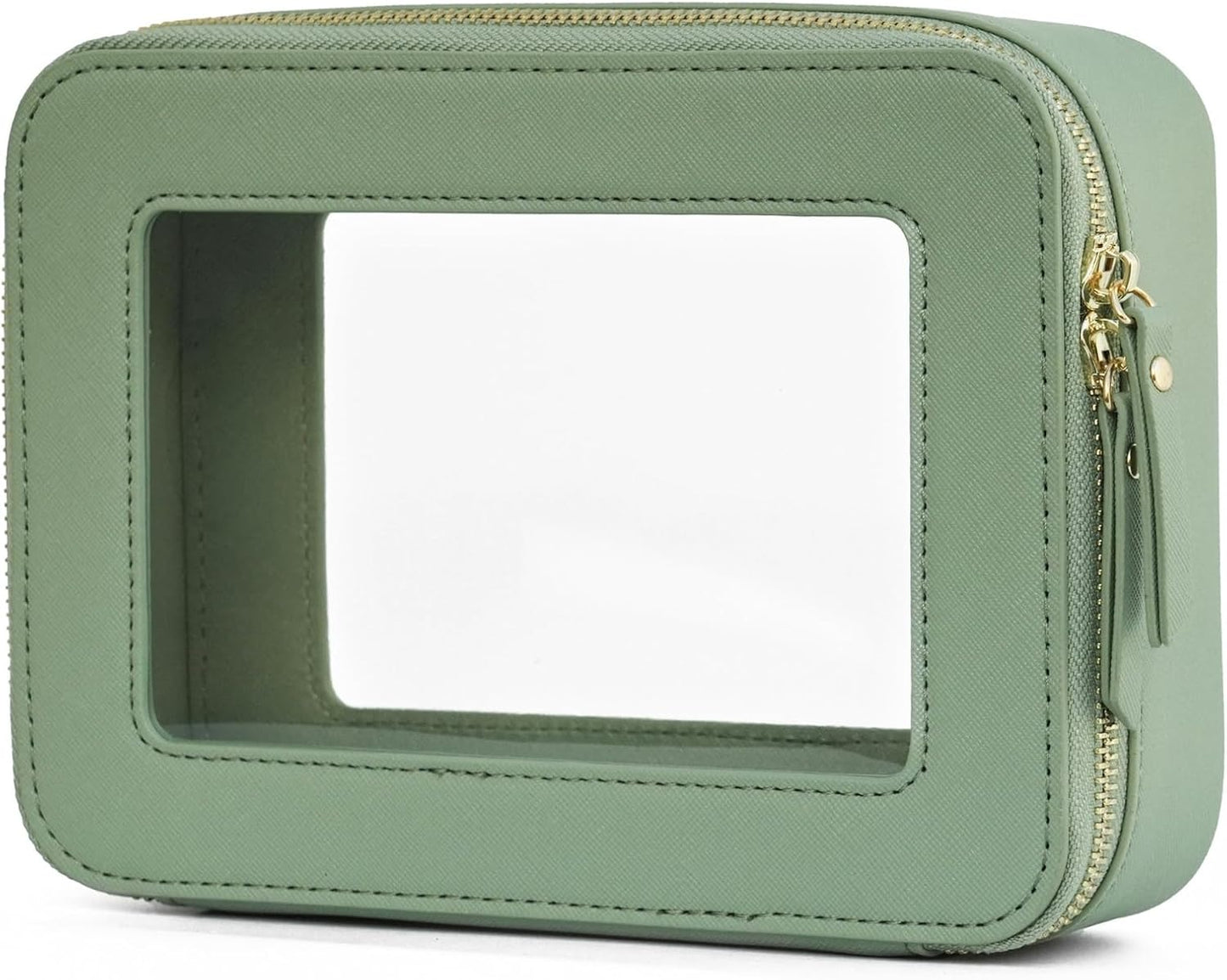 Popvibe Clear Makeup Bag Travel Cosmetic Case Transparent Toiletry Bag with Zipper, Portable Make Up Organizer Traveling Compact Car Bag for Essentials